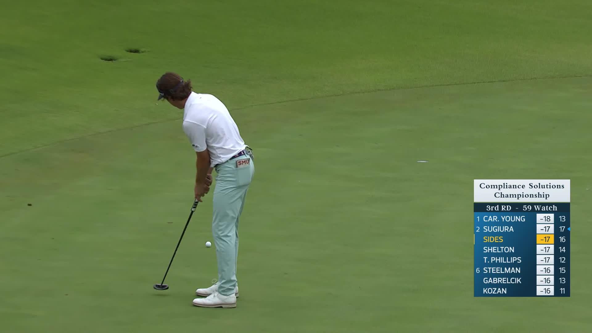 William Sides sinks a birdie putt on No. 17 at Compliance Solutions