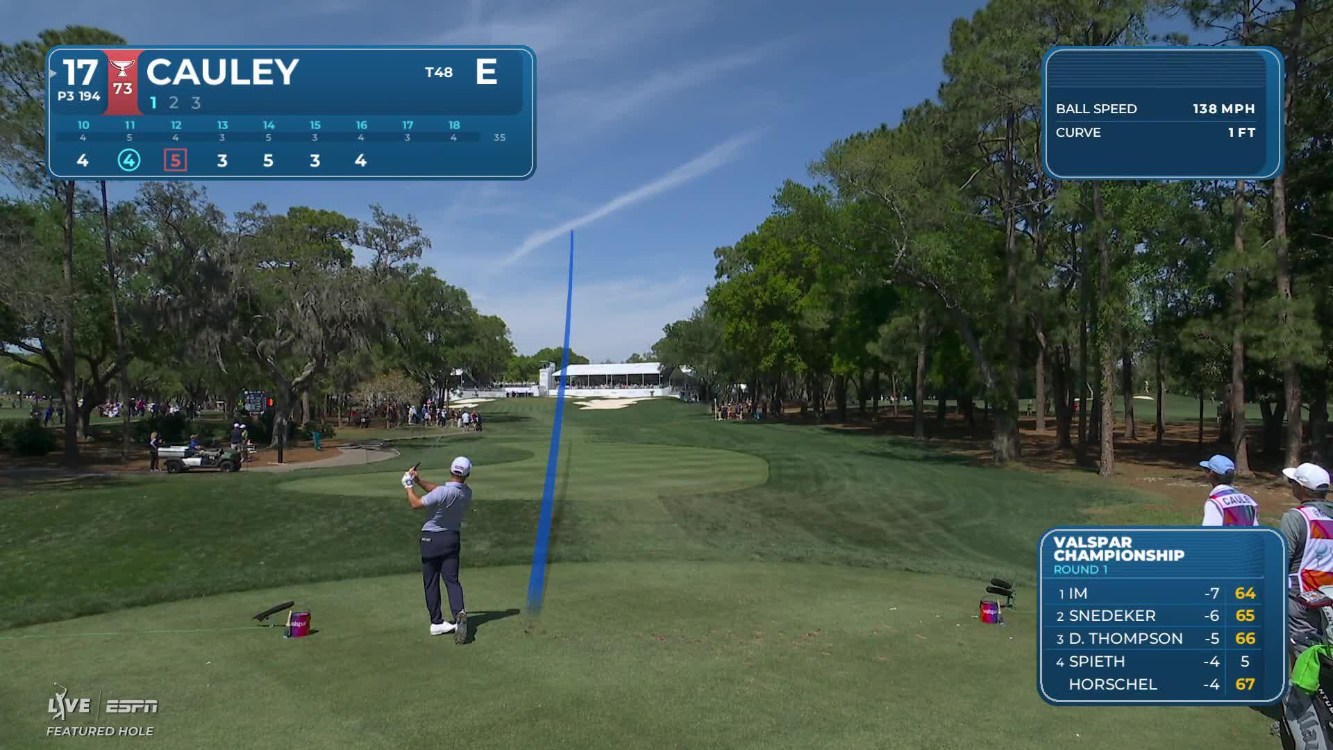 Bud Cauley sinks 20-foot birdie putt on No. 17 at Valspar