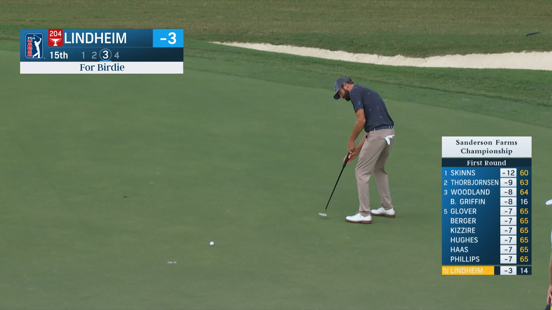 Nicholas Lindheim drains 10-footer for birdie at Sanderson Farms