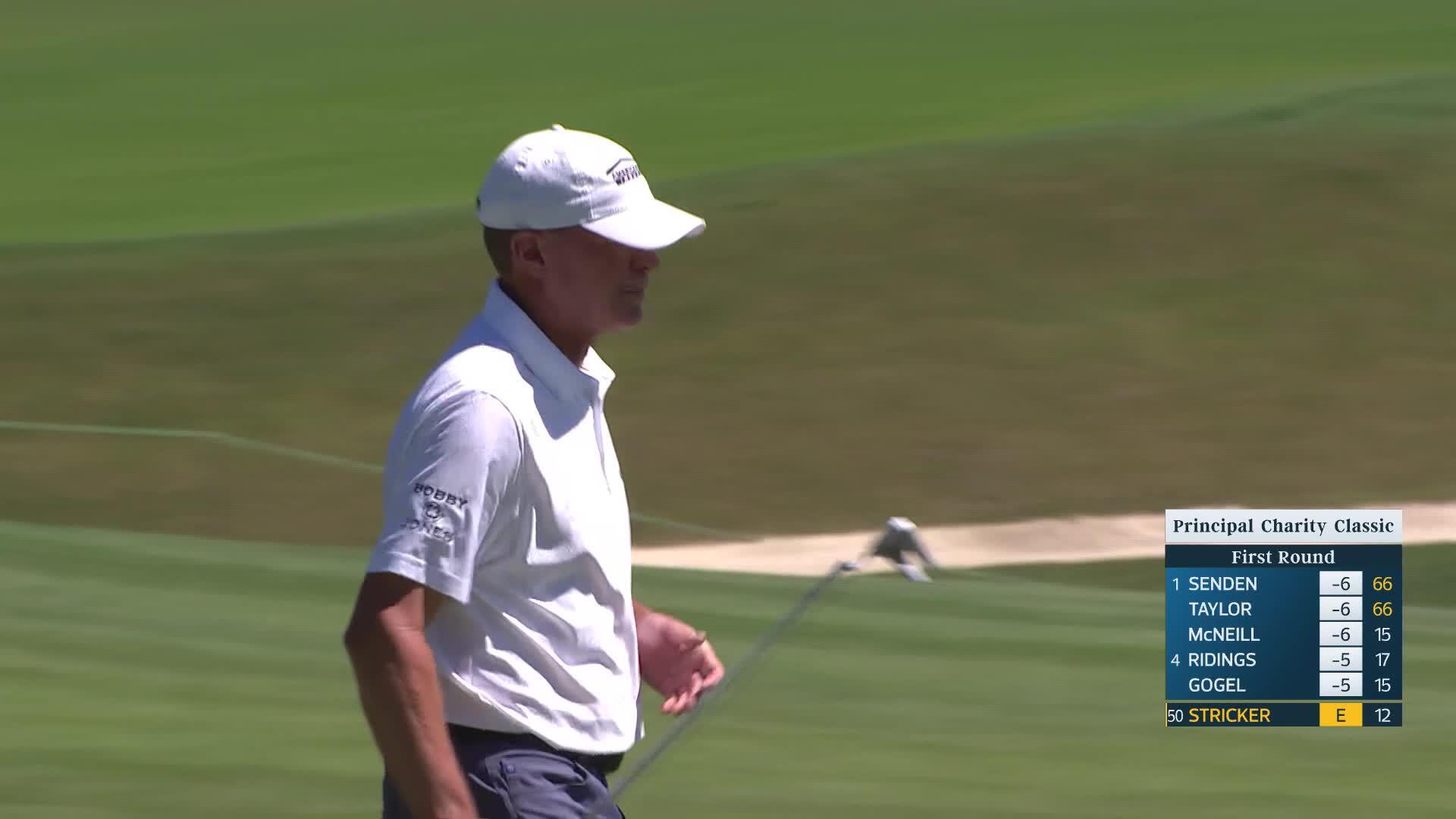 Steve Stricker makes birdie on No. 13 at Principal Charity Classic
