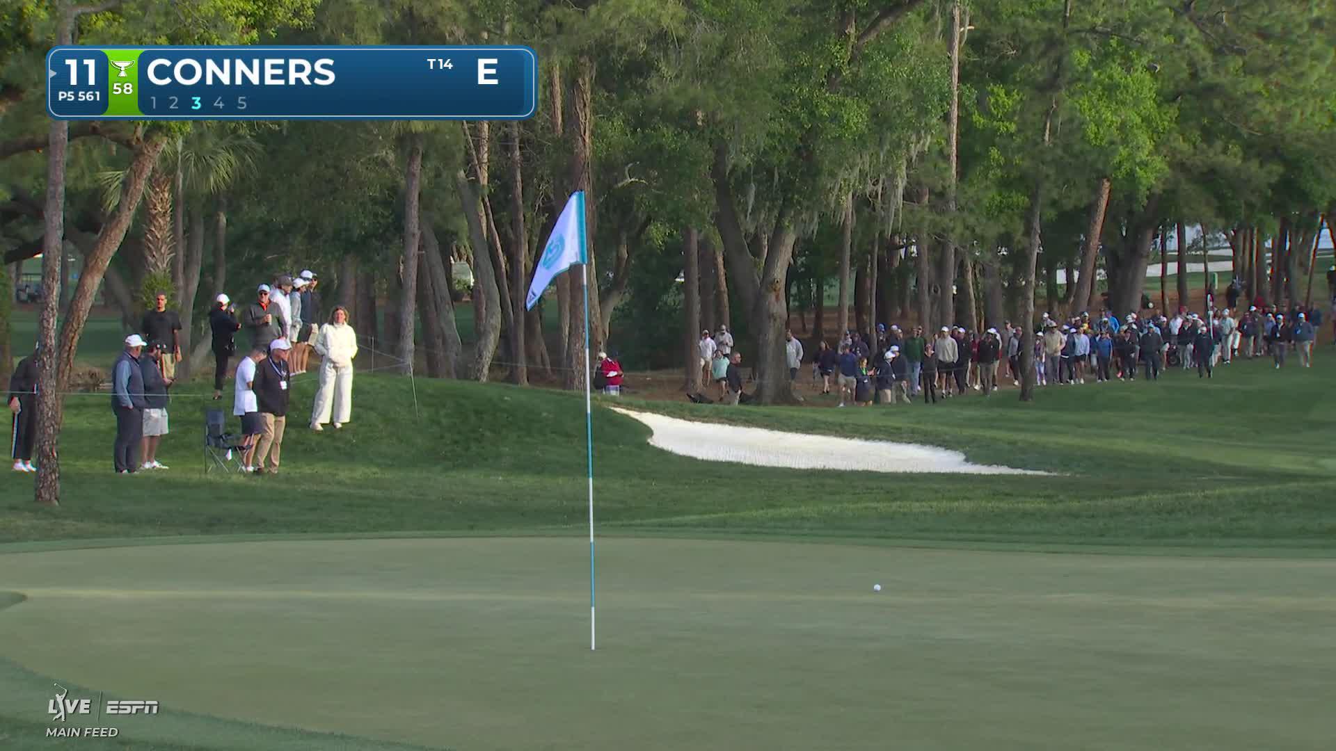 Corey Conners sinks 24-foot birdie putt on No. 11 at Valspar