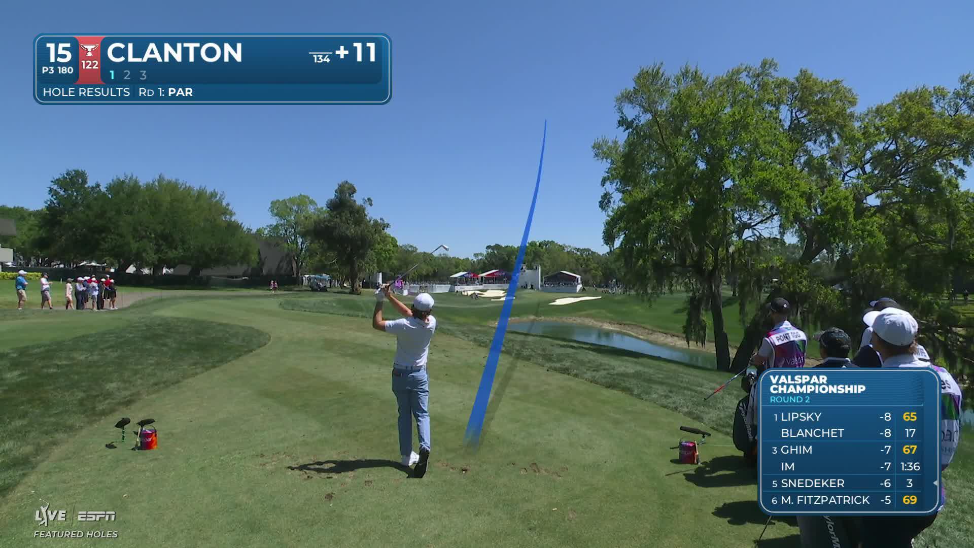 Luke Clanton hits 178-yard drive to 8 feet, sets up birdie on No. 15 at Valspar