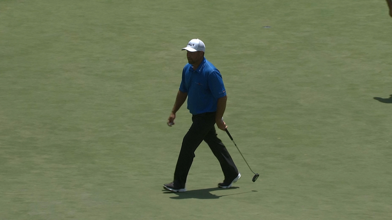 Chad Collins nearly chips in from off the green at Barbasol