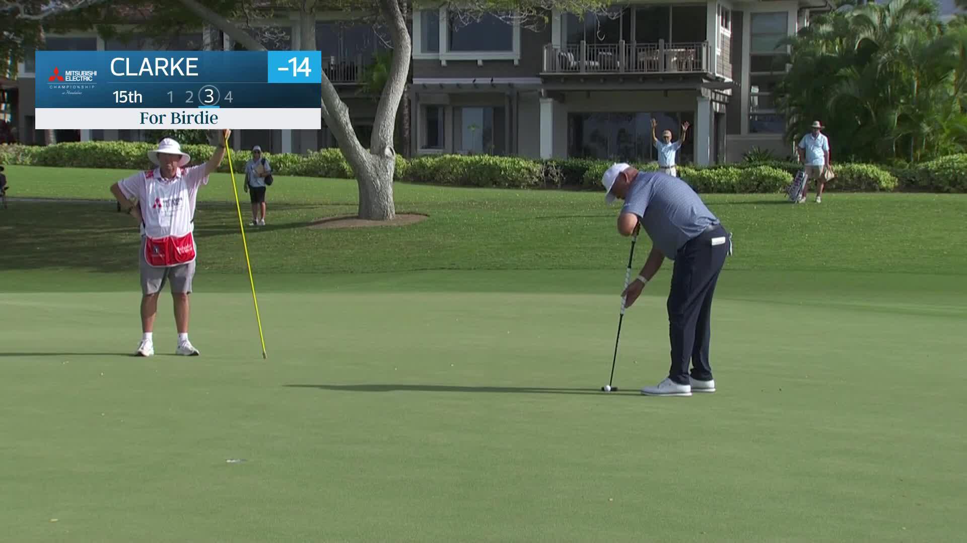 Darren Clarke makes birdie on No. 15 at Mitsubishi Electric Championship at Hualalai
