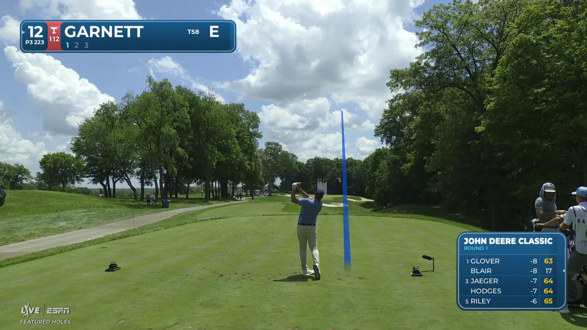 Brice Garnett sinks 18-foot putt for birdie on No. 12 at John Deere