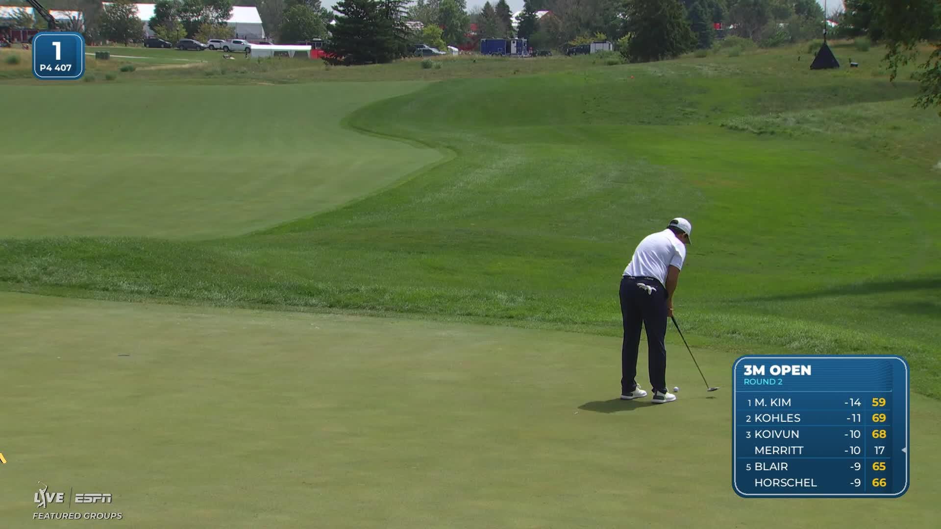 Dylan Wu sinks 19-foot putt for birdie on No. 1 at 3M Open