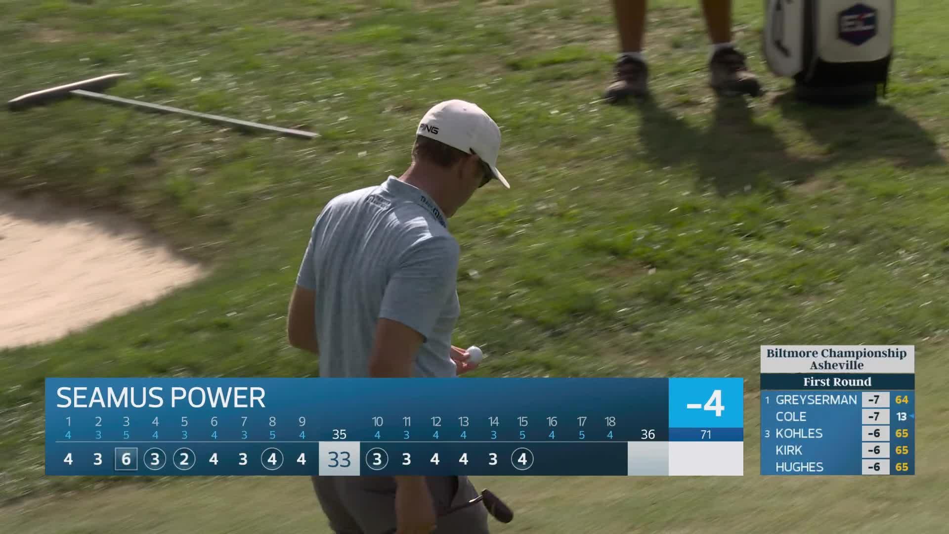 Seamus Power sinks 2-foot putt for birdie on No. 15 at Biltmore Championship