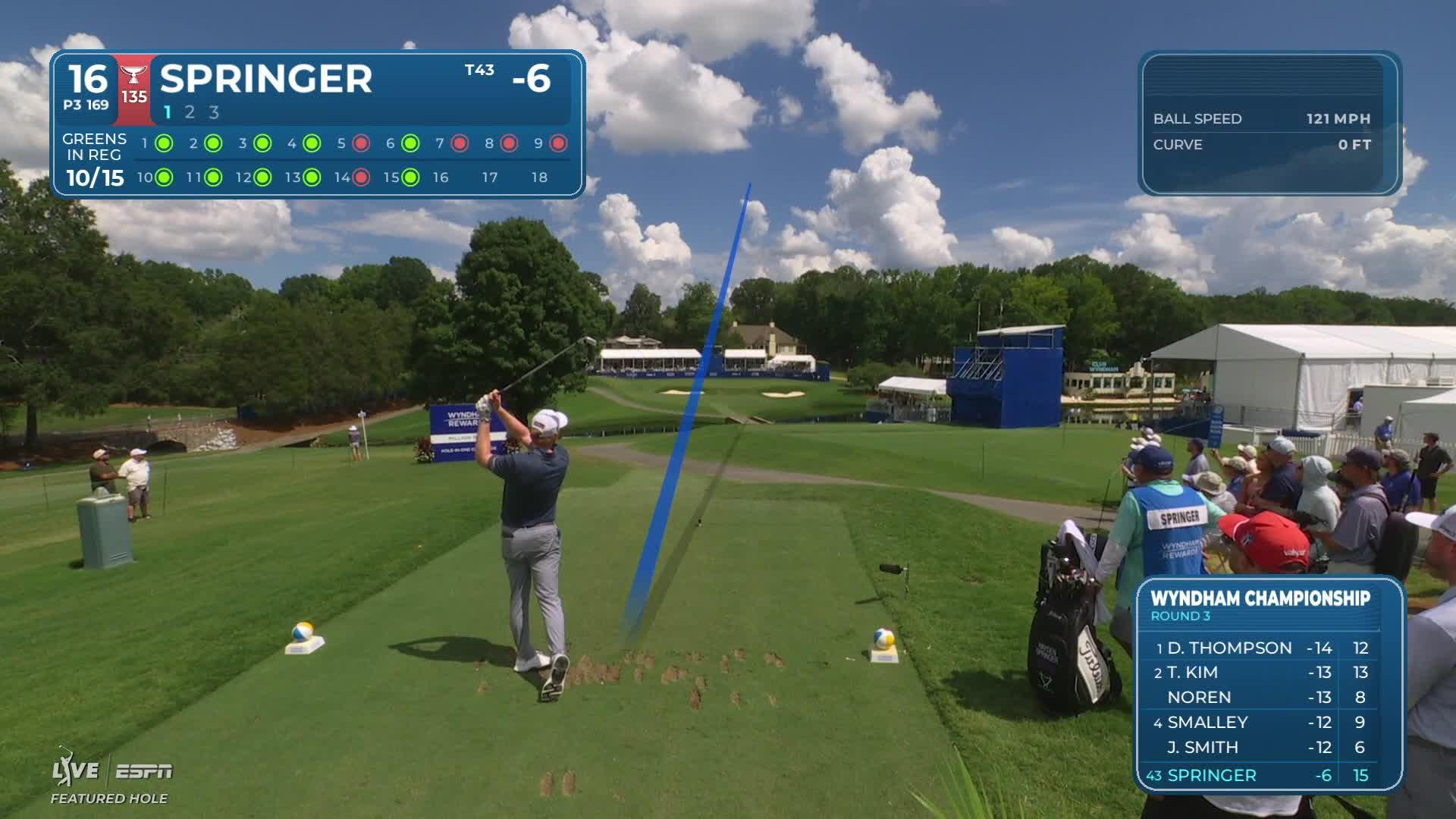 Hayden Springer drains 19-foot putt for birdie on No. 16 at Wyndham