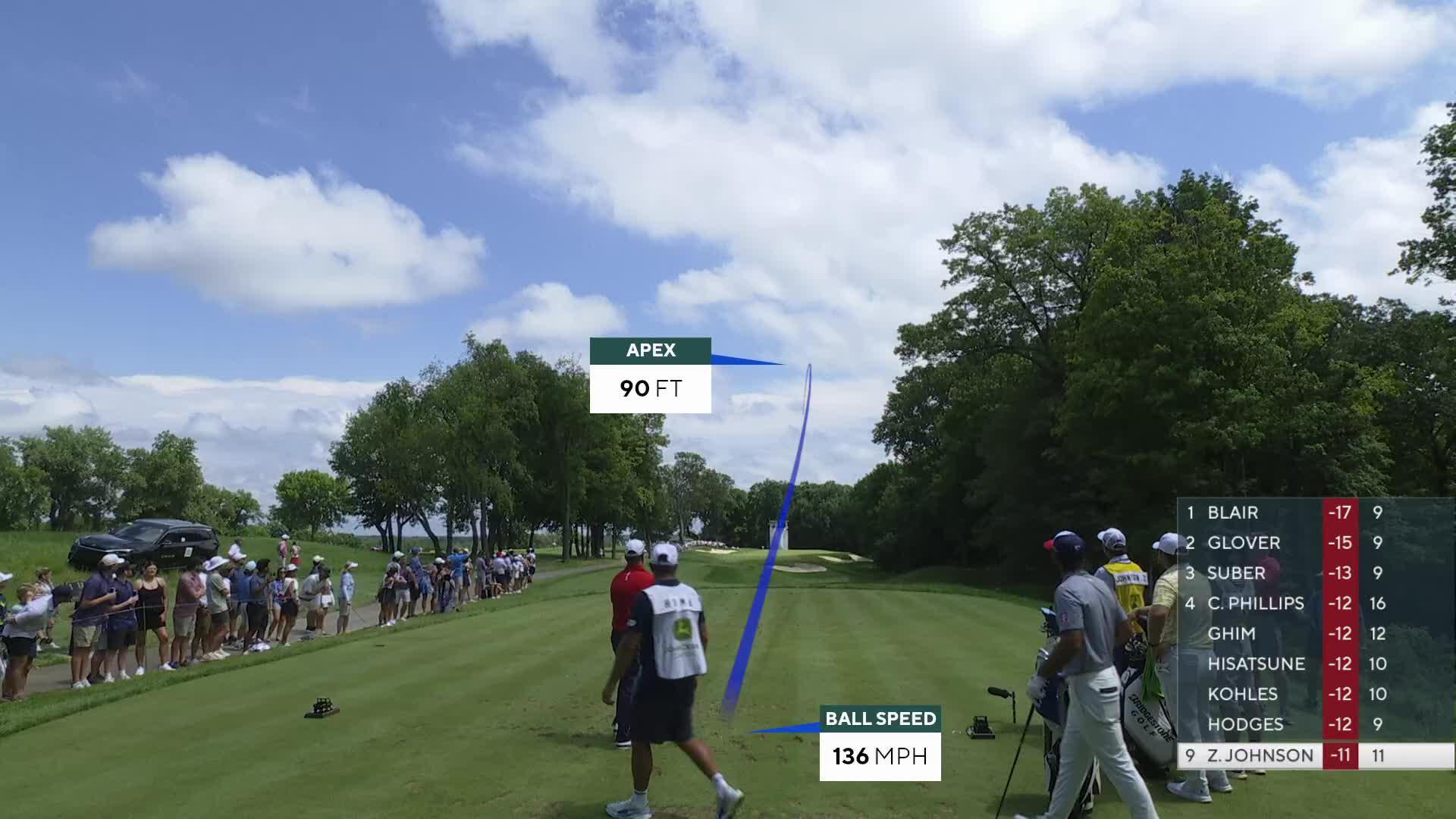 Zach Johnson drains 16-foot putt for birdie on No. 12 at John Deere