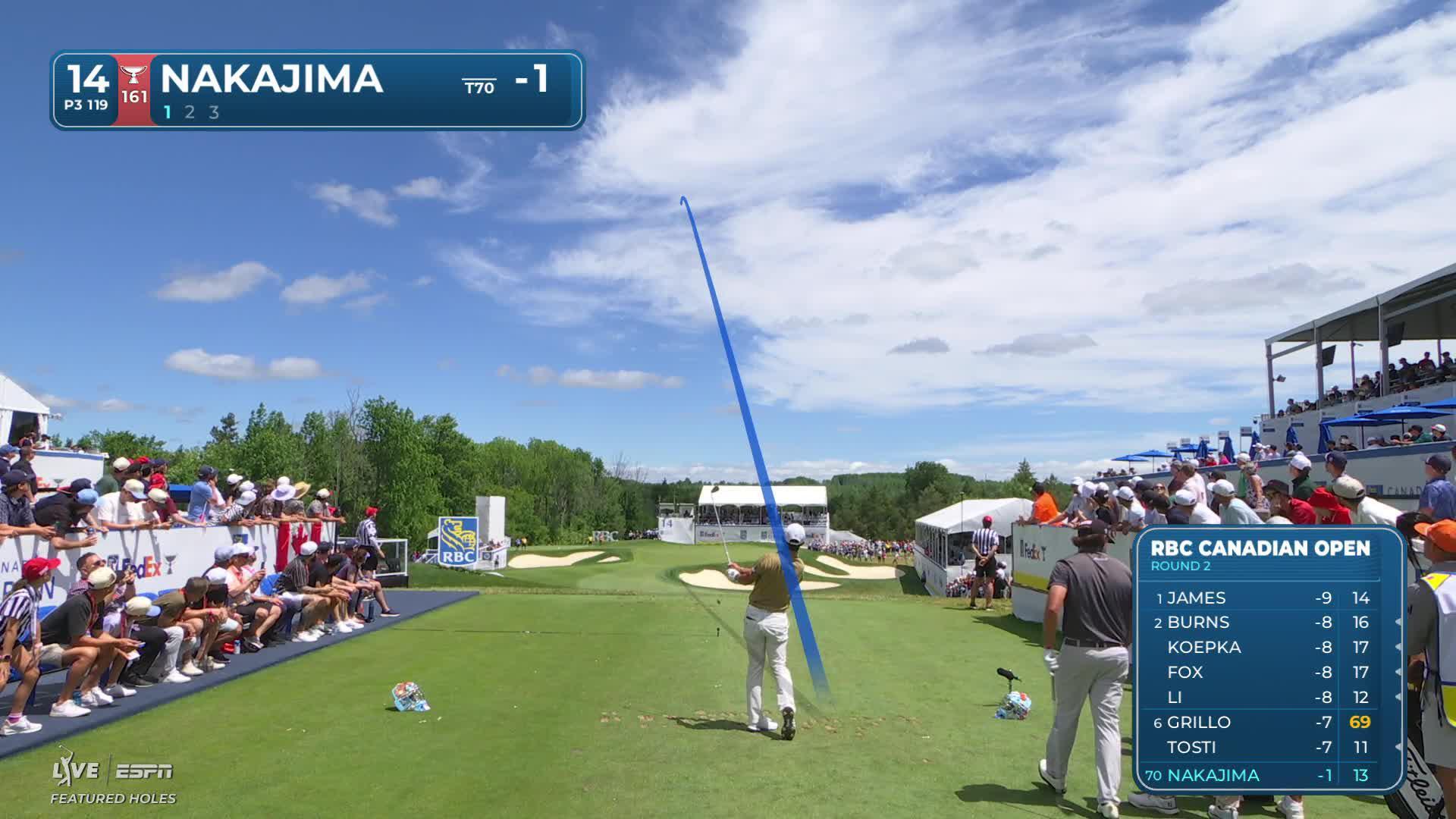Keita Nakajima sinks 14-foot birdie putt on No. 14 at RBC Canadian