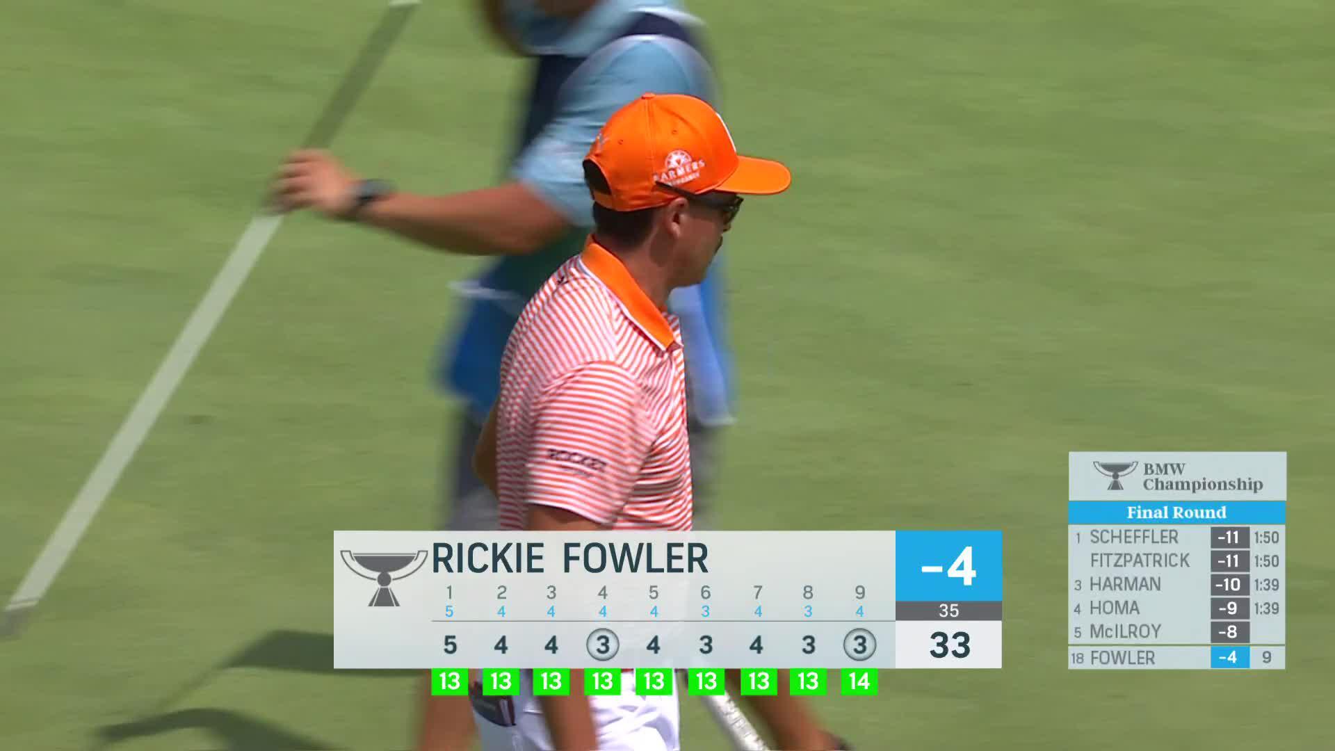 Rickie Fowler nearly holes 159-yard approach at BMW Championship