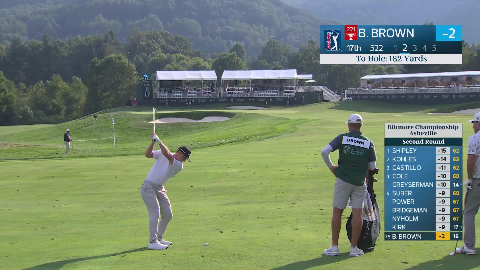Blades Brown taps in for birdie on No. 17 at Biltmore Championship