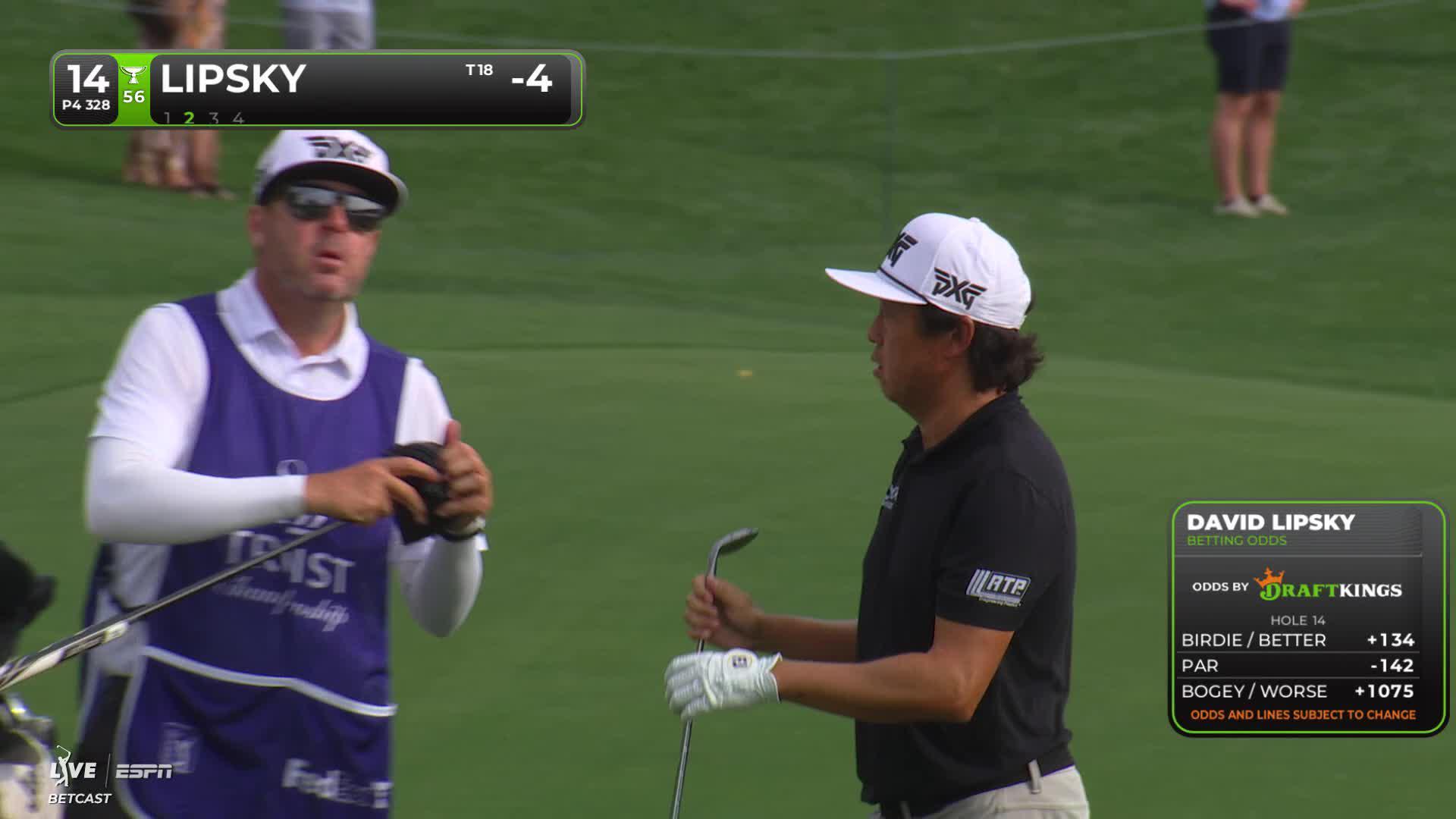 David Lipsky gets up-and-down from 58 yards for birdie on No. 14 at Truist Championship