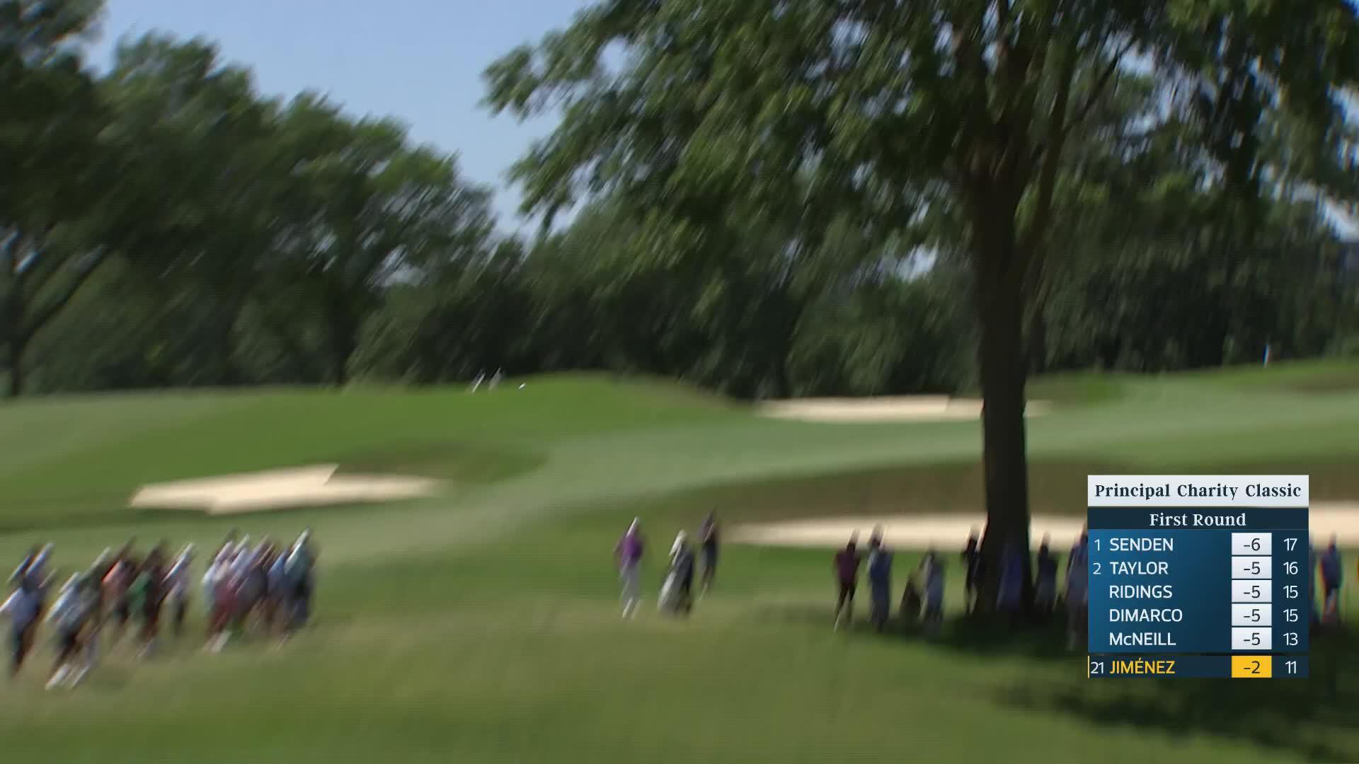Miguel Angel Jiménez makes birdie on No. 12 at Principal Charity Classic