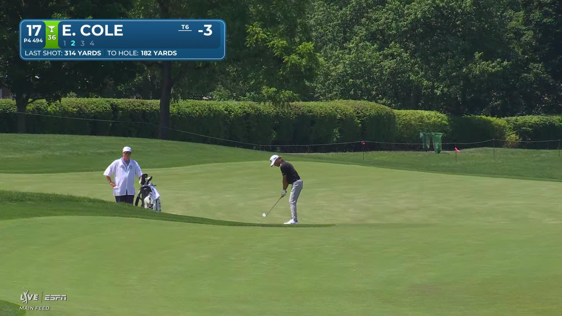 Eric Cole's 186-yard approach sets up birdie on No. 17 at the Memorial