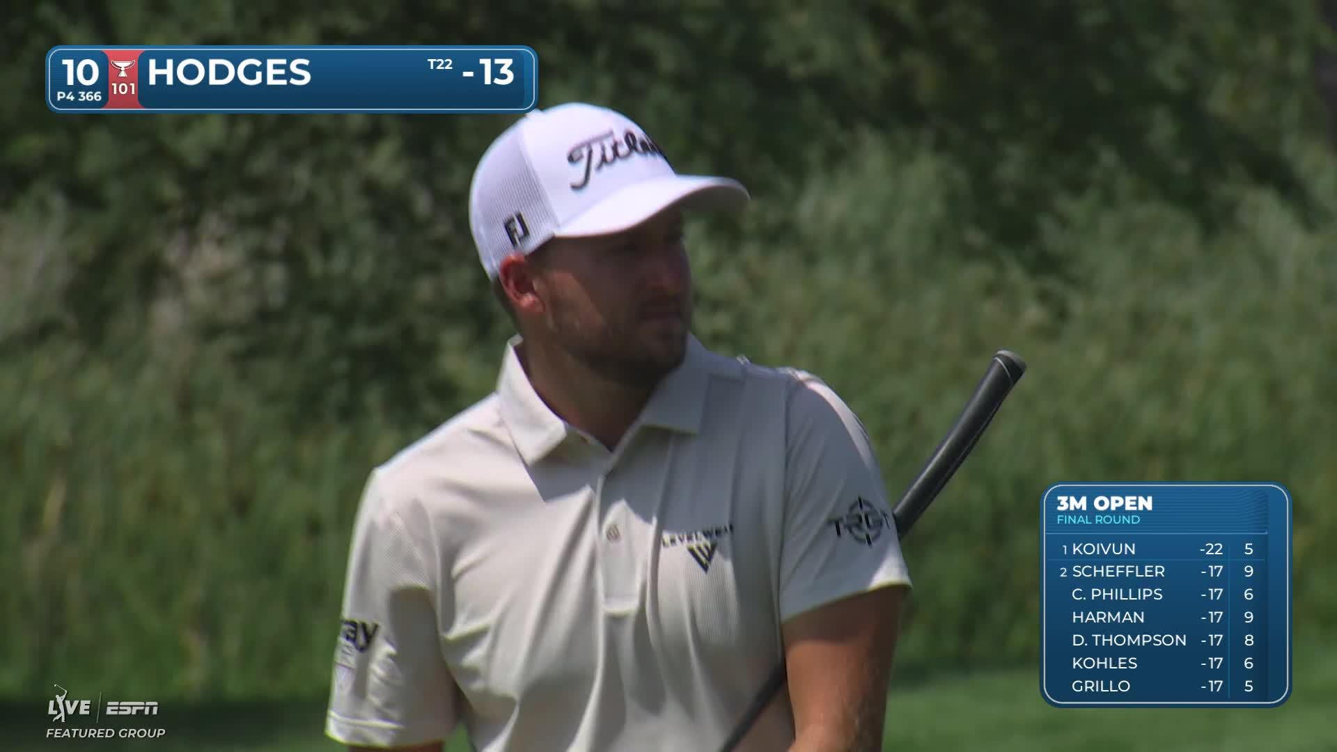 Lee Hodges gets up-and-down from 118 yards for birdie on No. 10 at 3M Open