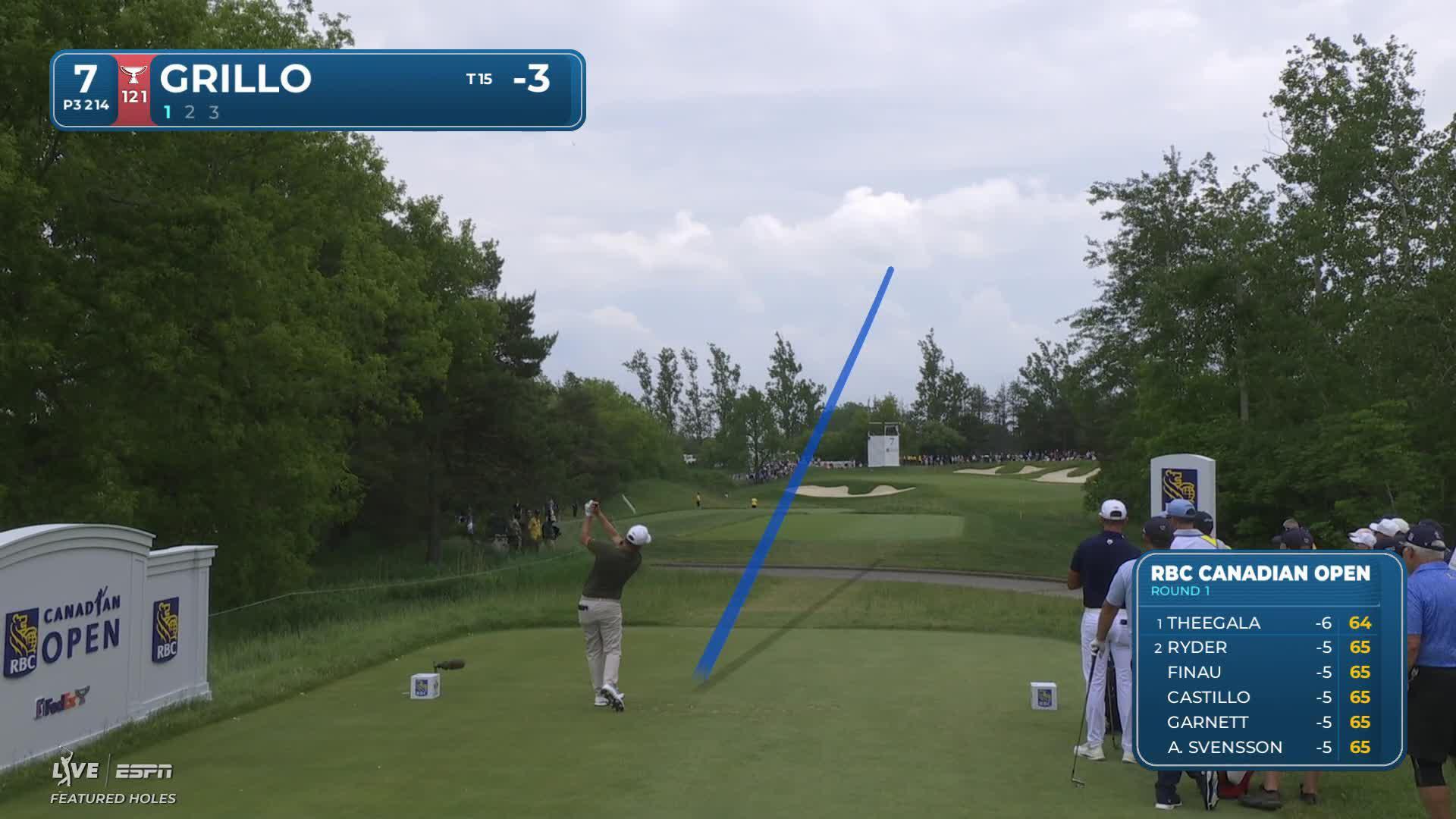 Emiliano Grillo hits tee shot to 17 feet, sets up birdie on No. 7 at RBC Canadian