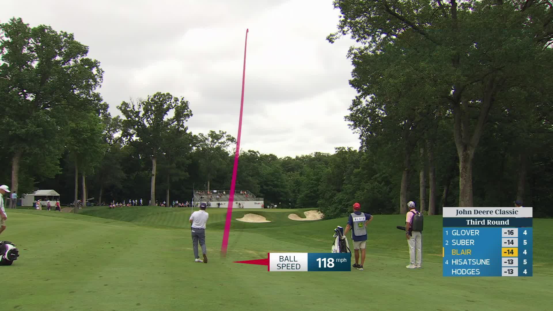 Zac Blair's 154-yard approach sets up birdie on No. 5 at John Deere