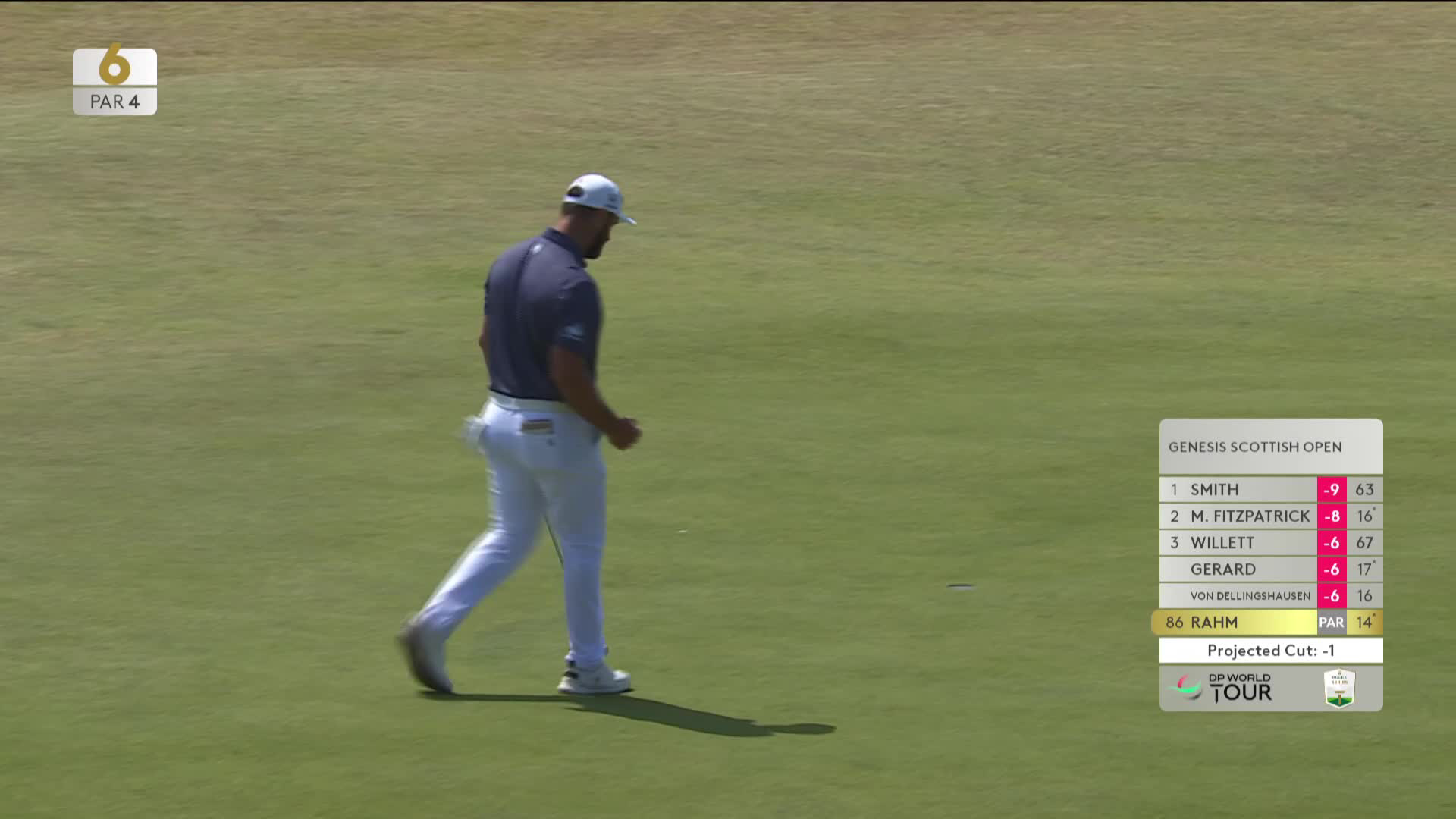 Jon Rahm drains 11-foot birdie putt on No. 6 at Genesis Scottish Open