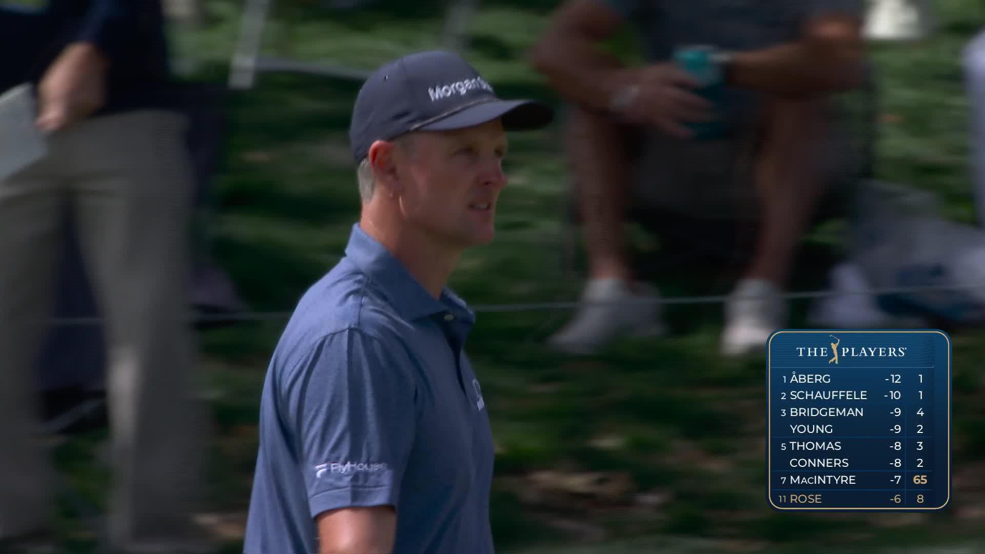 Justin Rose drains 6-foot birdie putt on No. 9 at THE PLAYERS