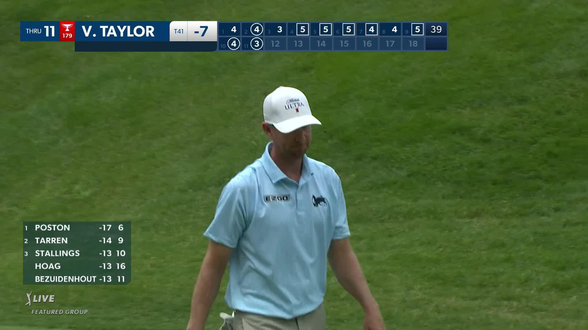 Vaughn Taylor sinks a 27-foot birdie putt at John Deere