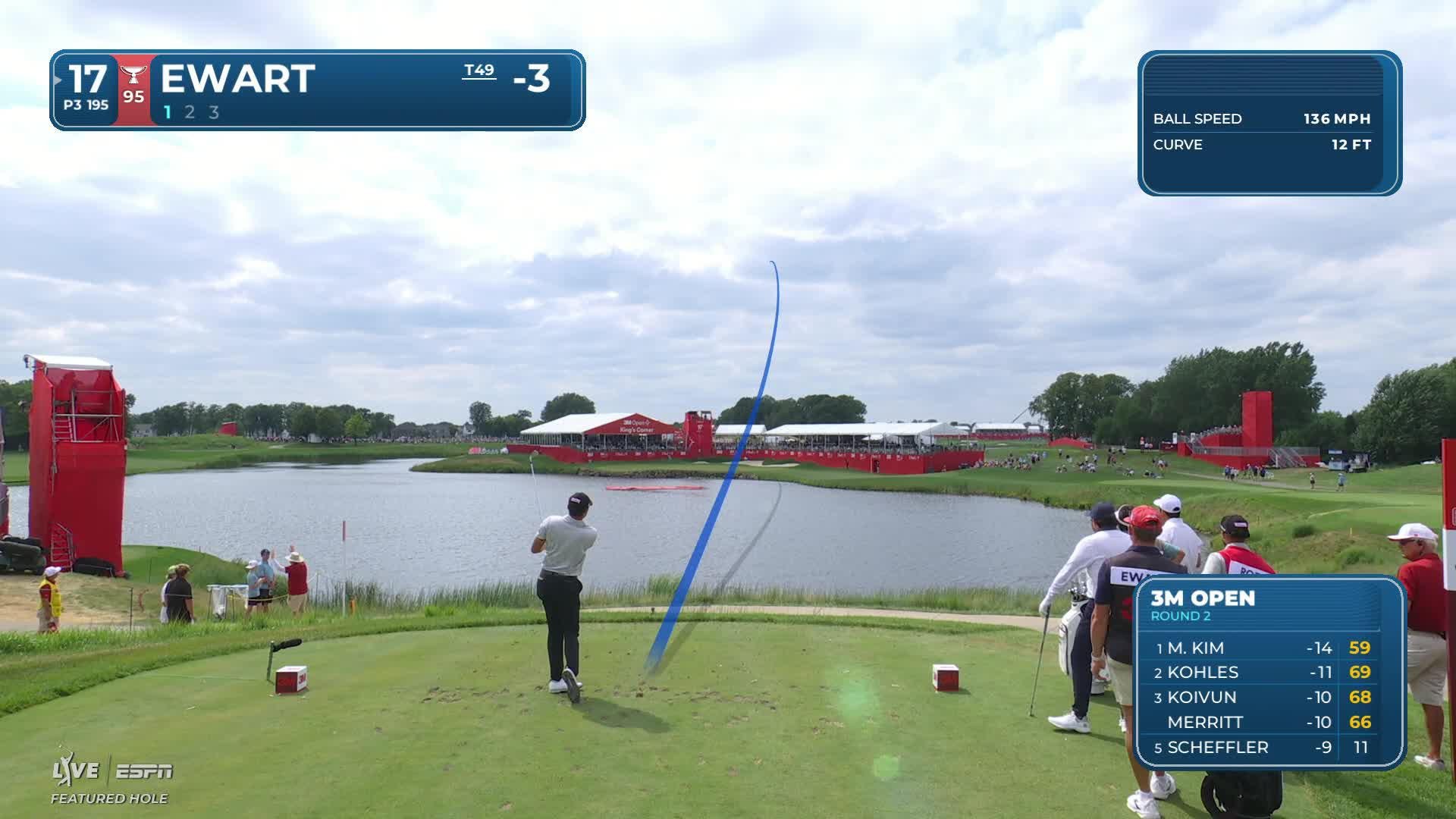 A.J. Ewart sinks 19-foot birdie putt on No. 17 at 3M Open