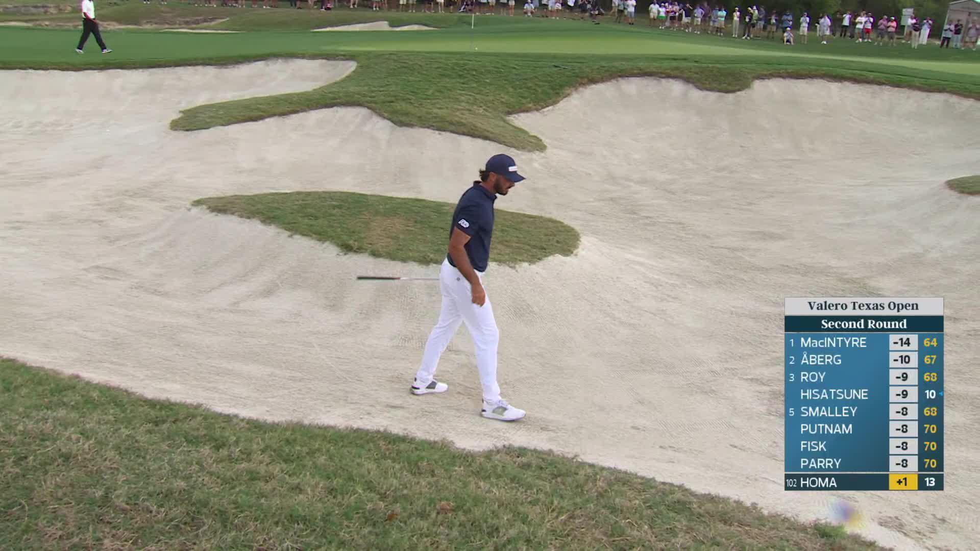 Max Homa gets up-and-down from 64 feet for birdie on No. 14 at Valero