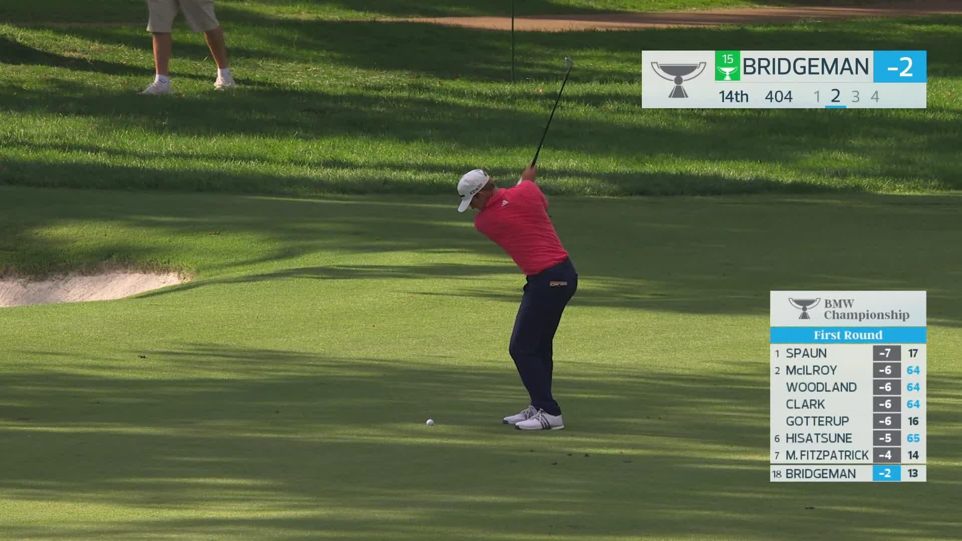 Jacob Bridgeman gets up-and-down from 114 yards for birdie on No. 14 at BMW Championship