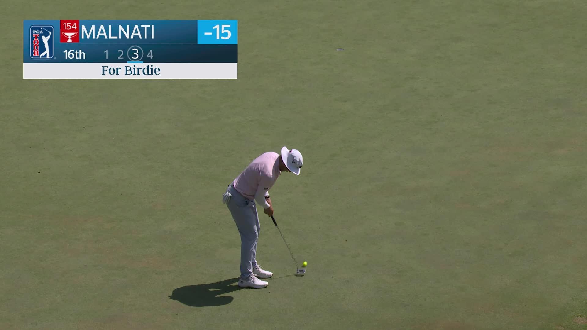 Peter Malnati sinks 29-foot birdie putt on No. 16 at Biltmore Championship