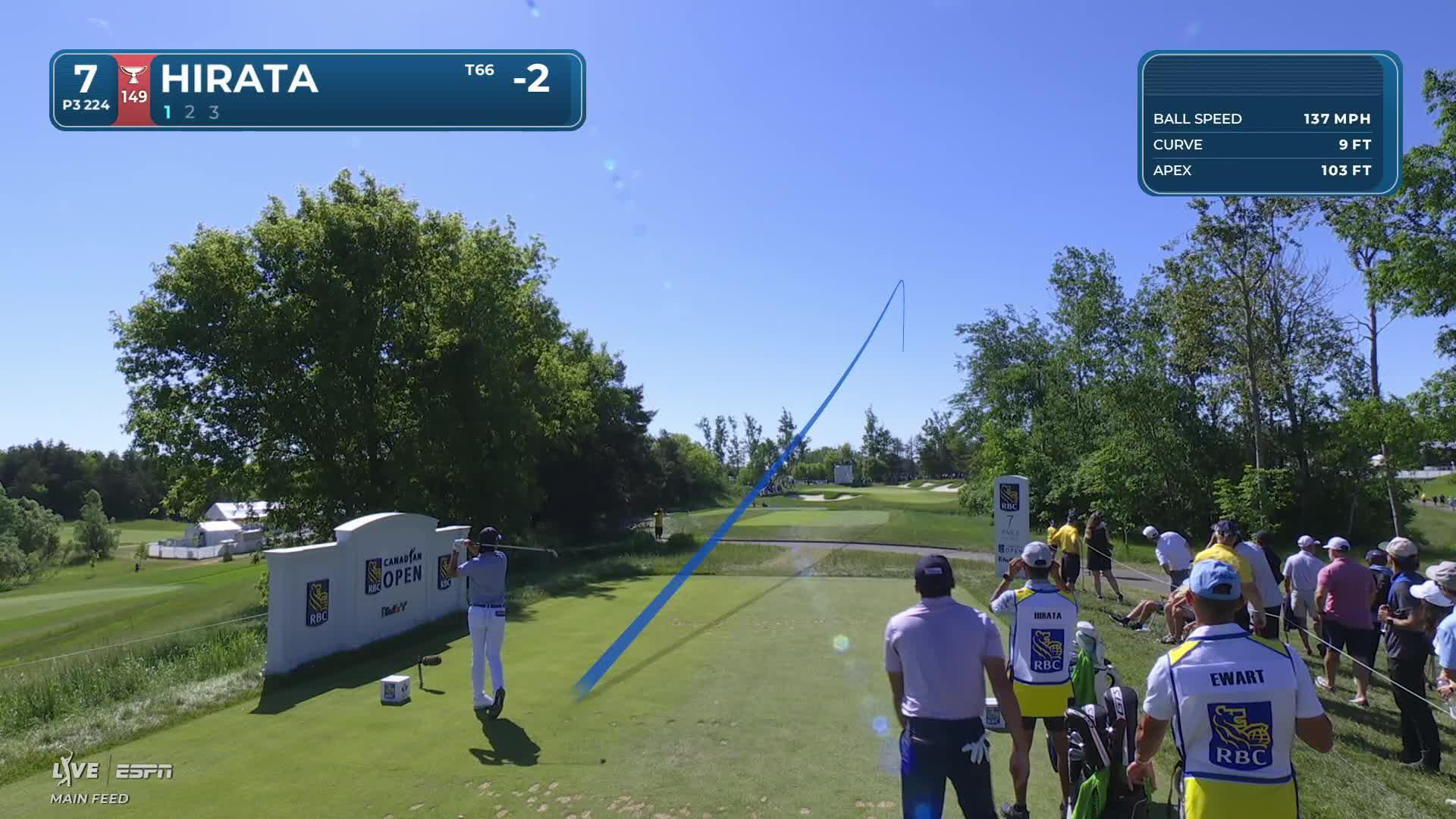 Kensei Hirata hits tee shot to 6 feet, sets up birdie on No. 7 at RBC Canadian