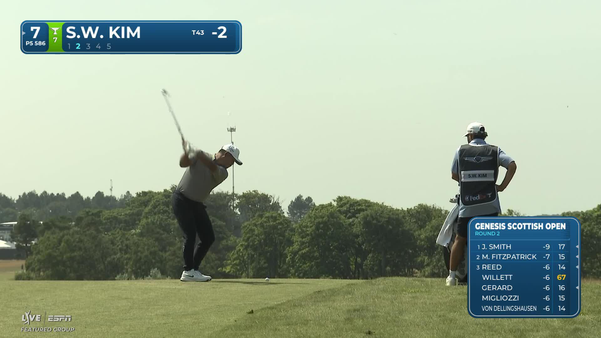 Si Woo Kim reaches par-5 No. 7 in two at Genesis Scottish Open