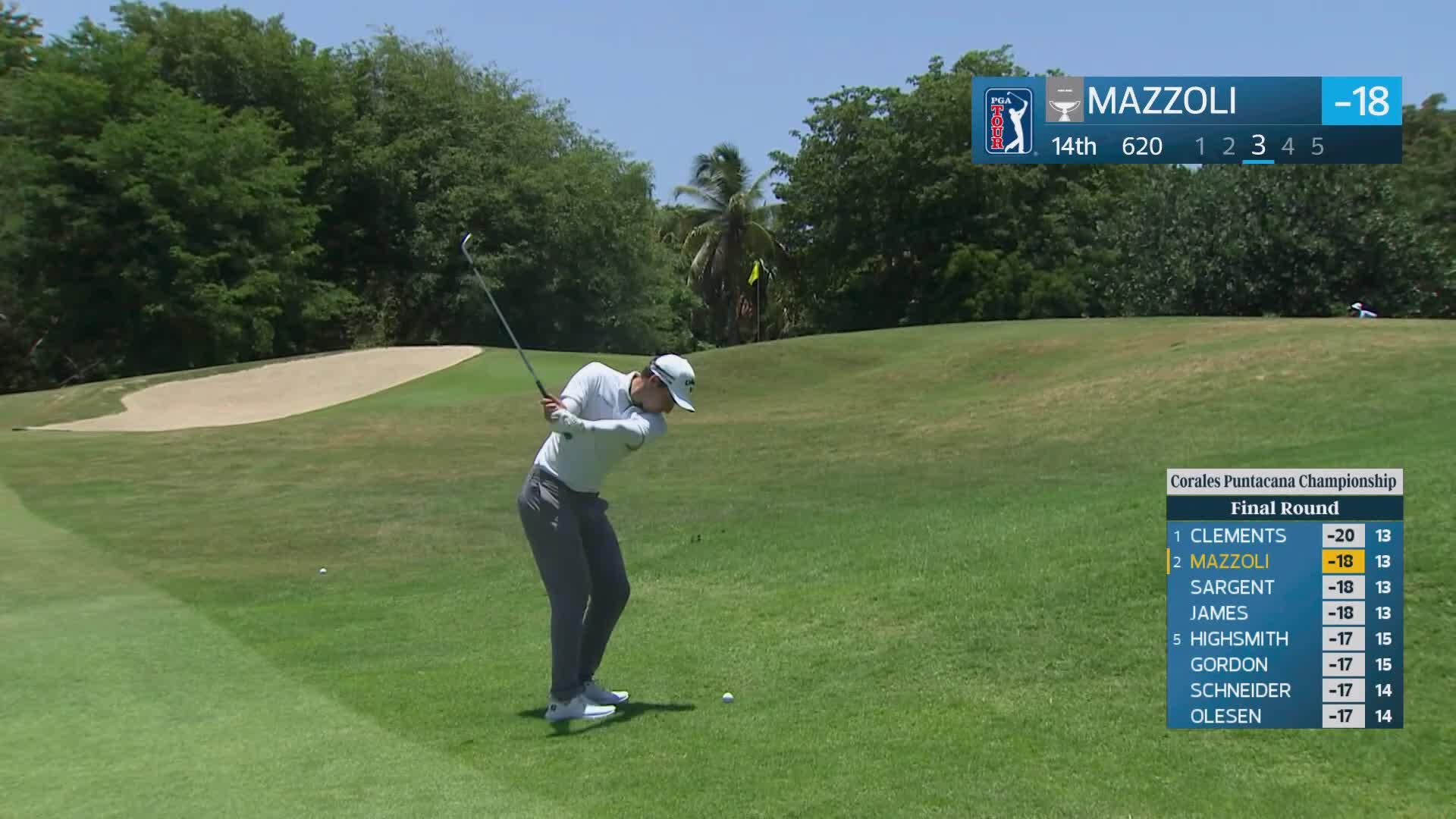 Stefano Mazzoli gets up-and-down from 55 yards for birdie on No. 14 at Corales Puntacana