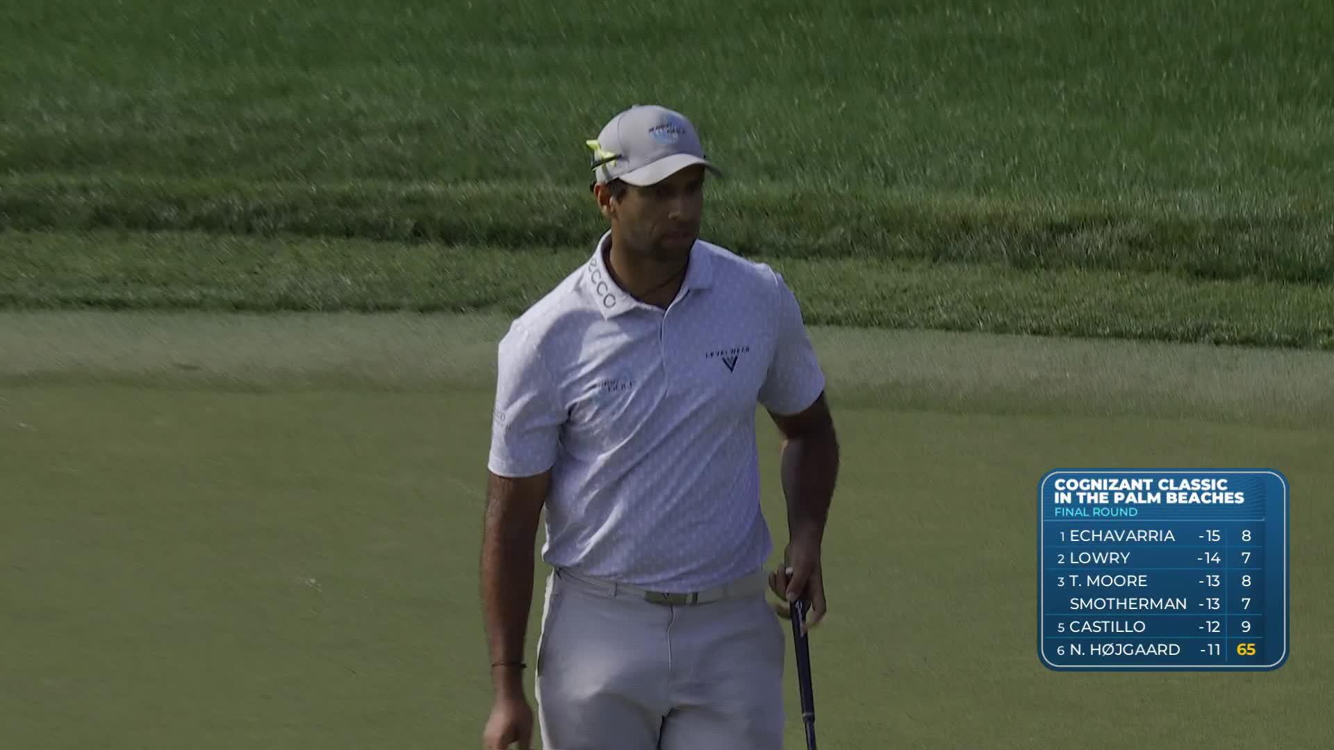 Aaron Rai rolls in 5-foot birdie putt on No. 13 at Cognizant Classic