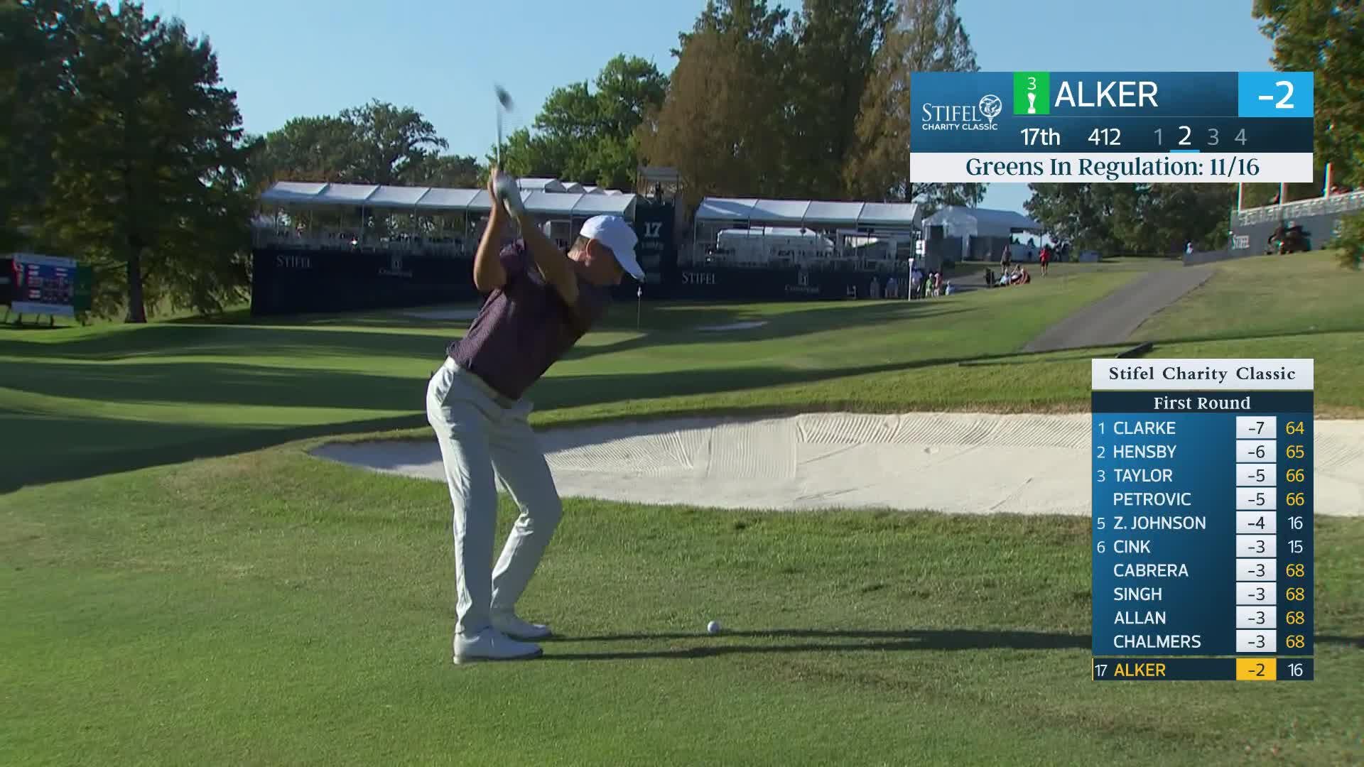 Steven Alker makes birdie on No. 17 at Stifel Charity Classic