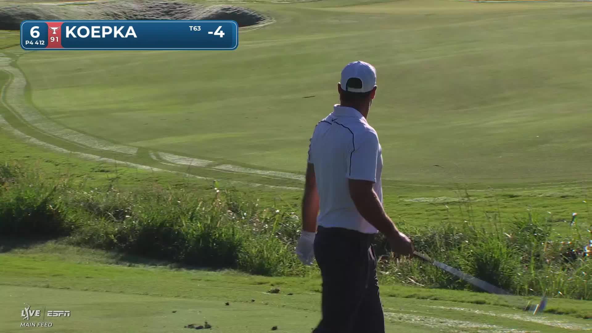Brooks Koepka gets up-and-down from 161 yards for birdie on No. 6 at Wyndham