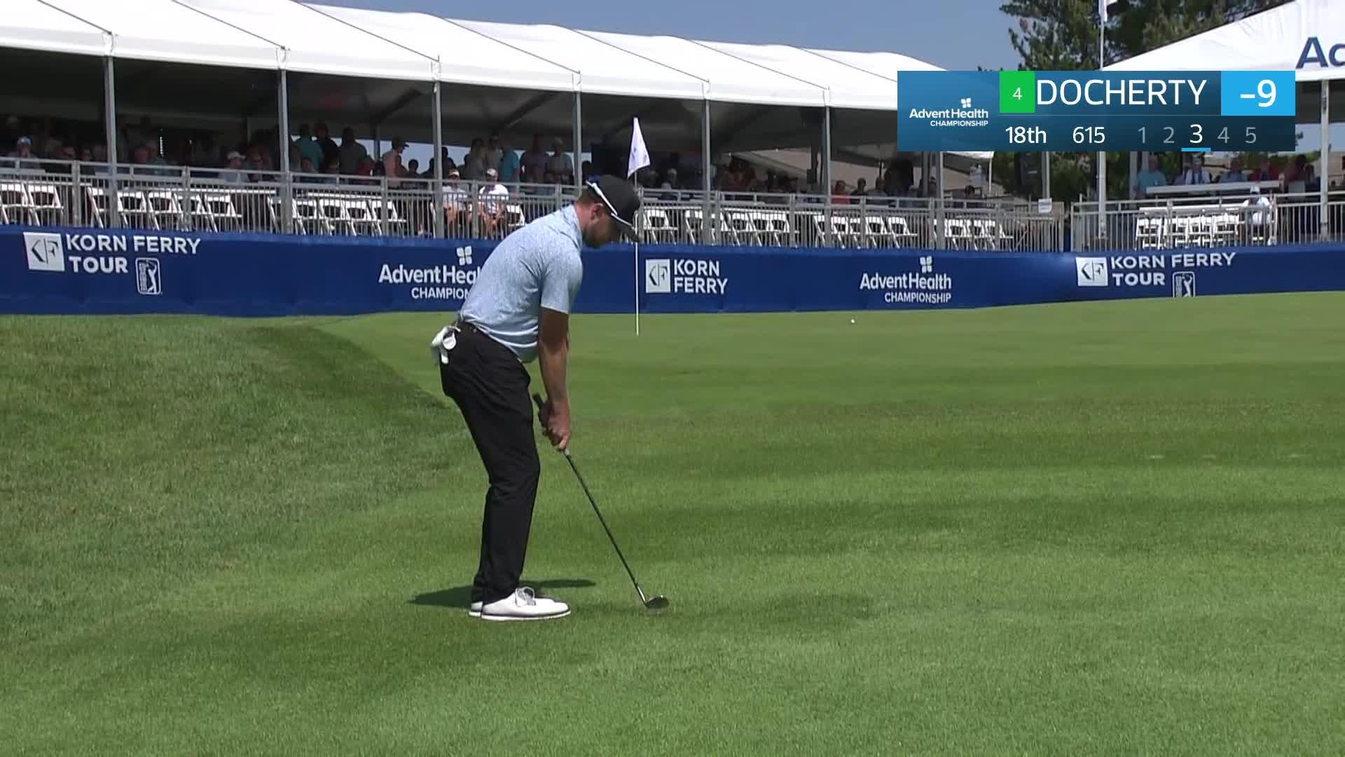 Alistair Docherty makes birdie on No. 18 at AdventHealth
