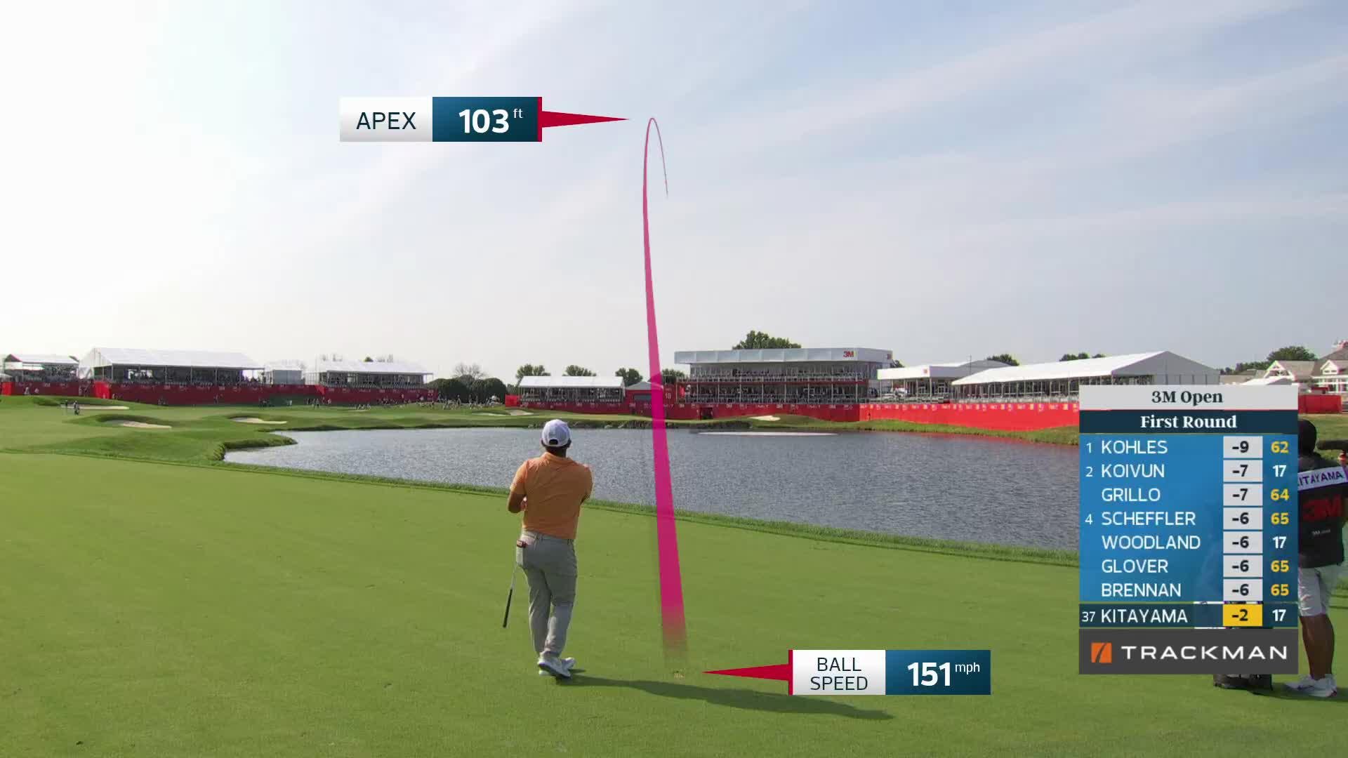 Kurt Kitayama sinks 2-foot putt for birdie on No. 18 at 3M Open