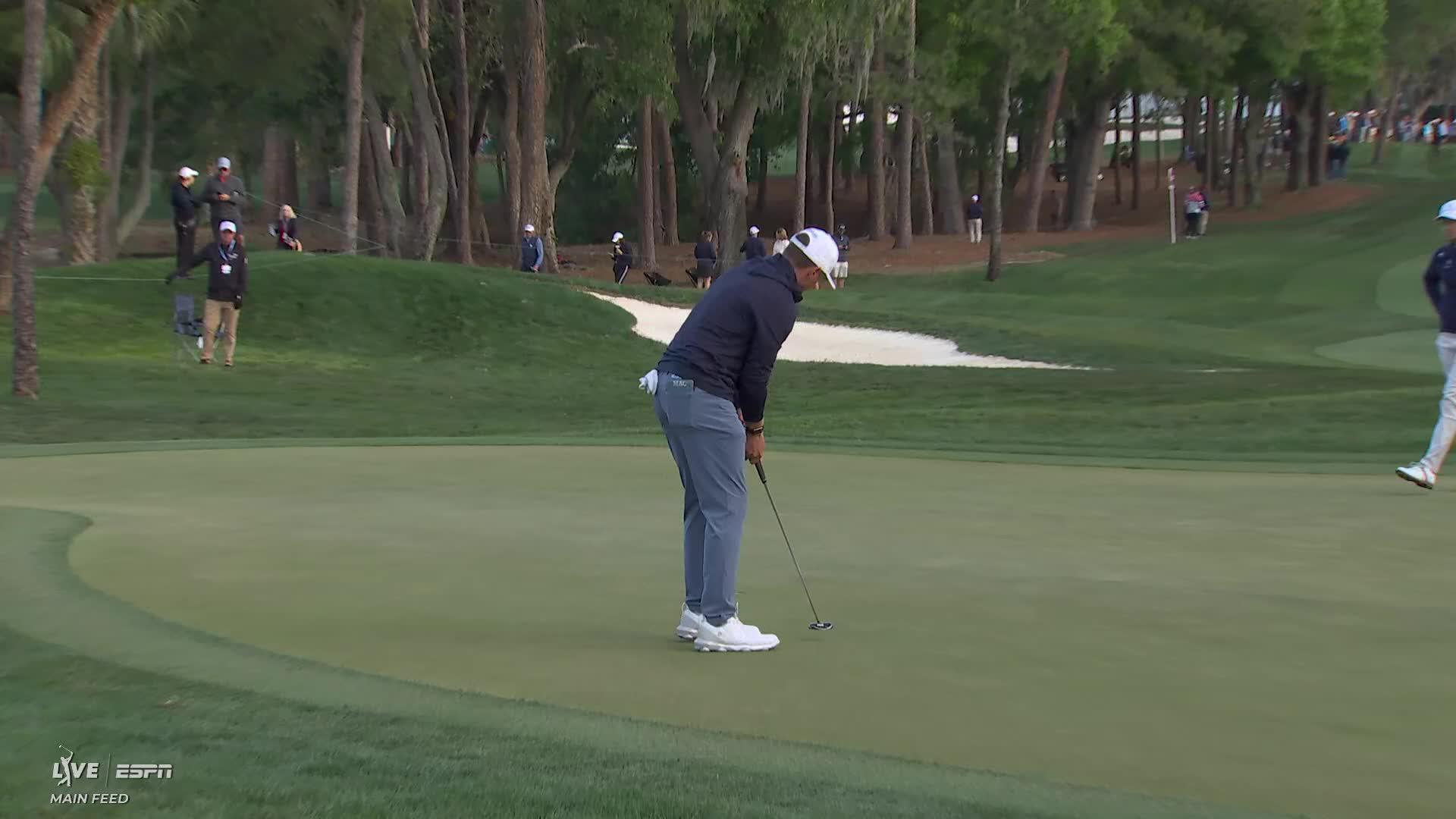 Mackenzie Hughes drains 8-foot birdie putt on No. 11 at Valspar