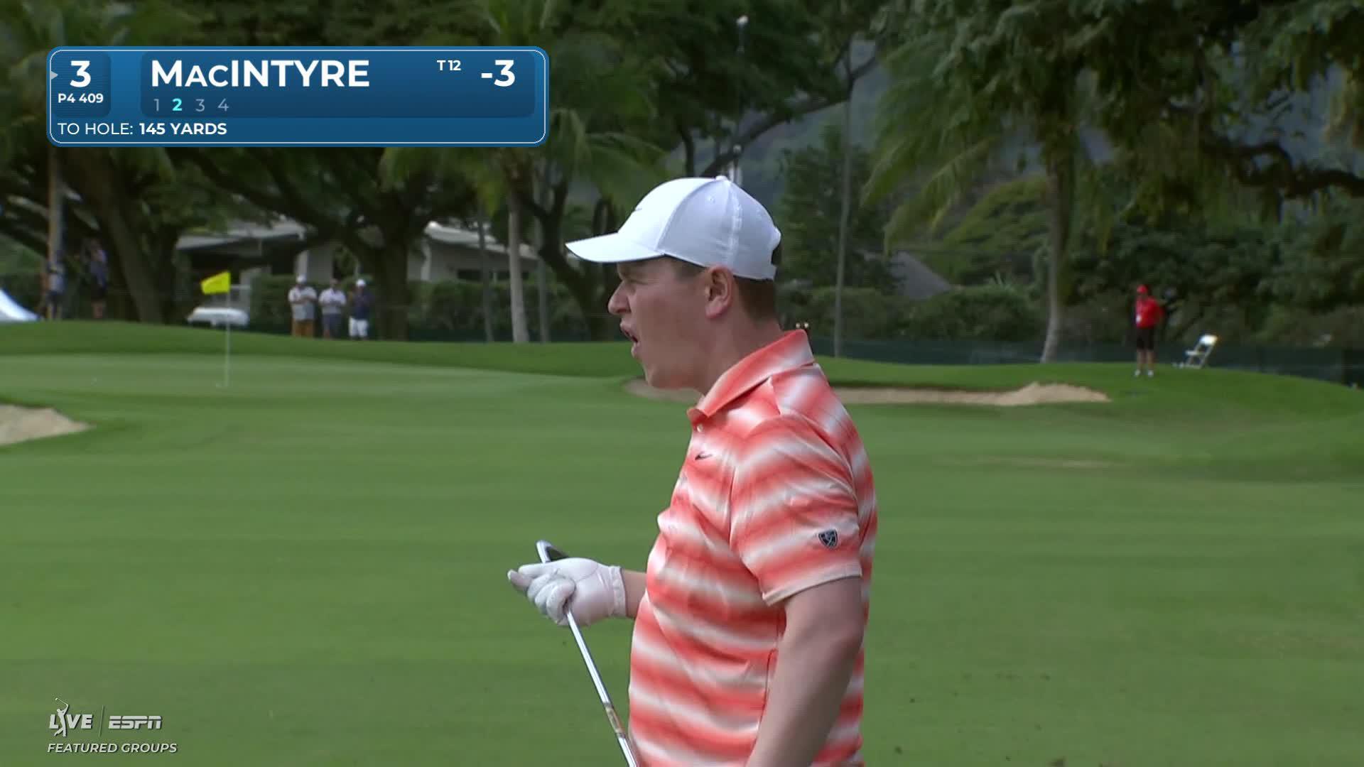 Robert MacIntyre nearly drains 146-yard approach, taps in for birdie on No. 3 at Sony Open