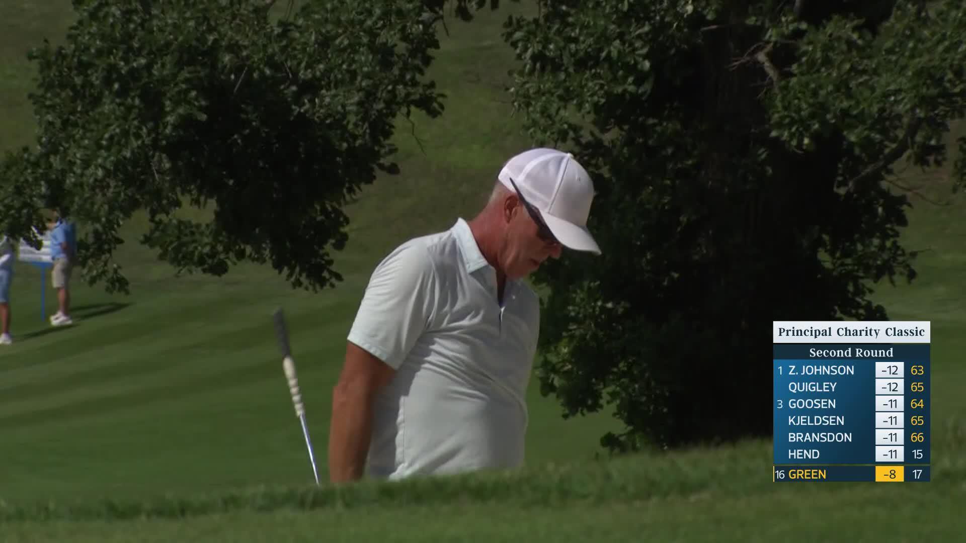 Richard Green makes birdie on No. 18 at Principal Charity Classic
