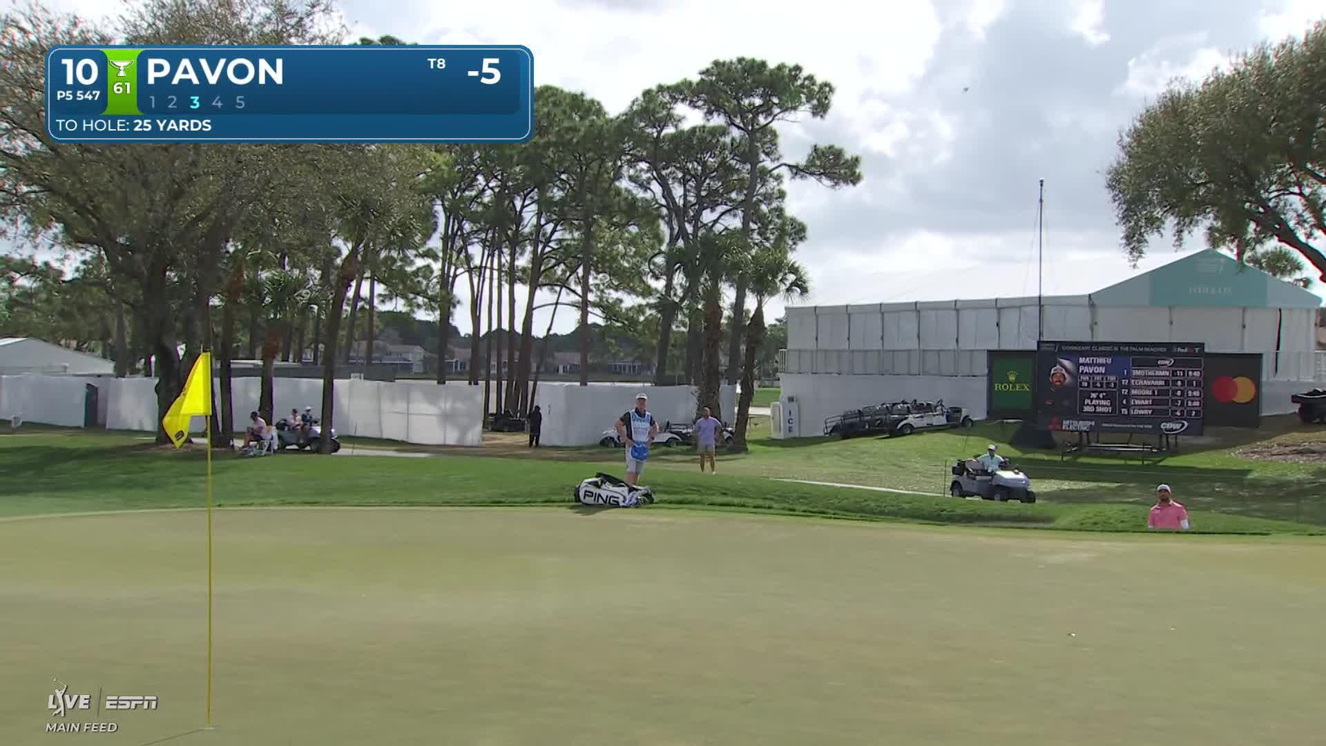 Matthieu Pavon sinks 6-foot birdie putt on No. 10 at Cognizant Classic