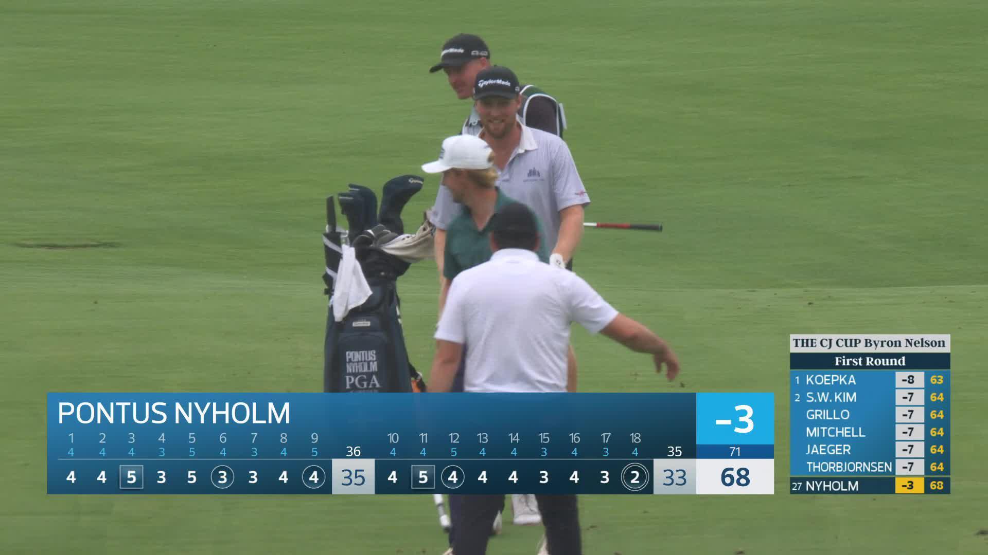 Pontus Nyholm holes out for Eagle on No. 18 at THE CJ CUP
