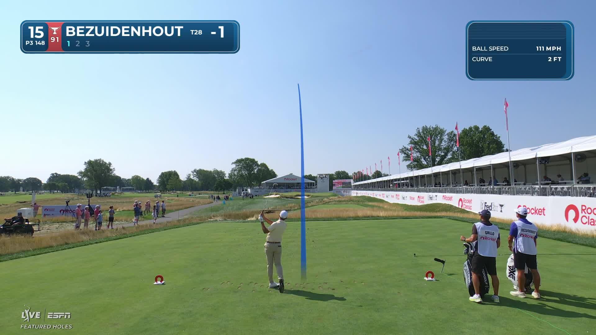 Christiaan Bezuidenhout hits tee shot to 12 feet, sets up birdie on No. 15 at Rocket Classic