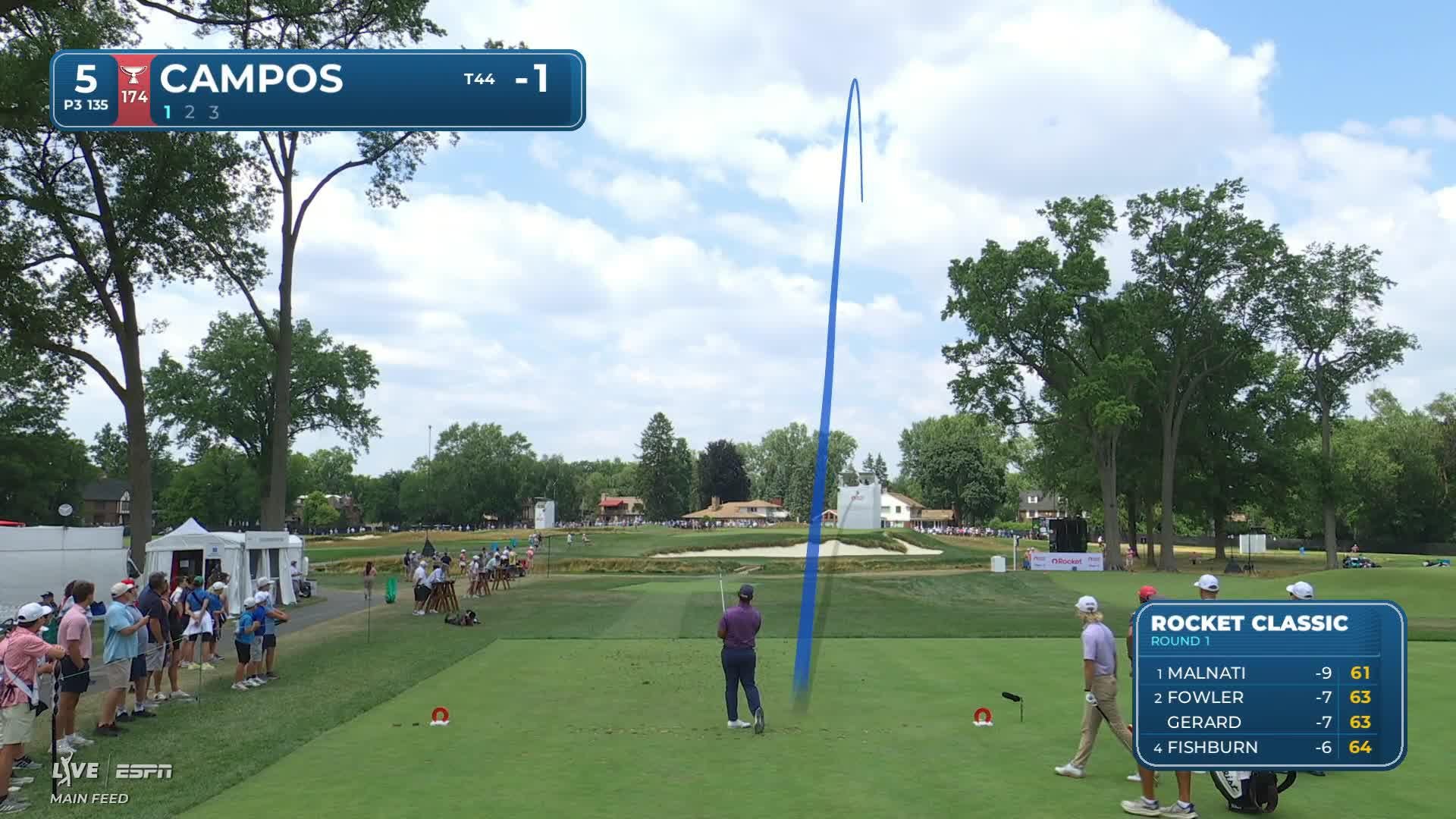 Rafael Campos hits tee shot to 5 feet, sets up birdie on No. 5 at Rocket Classic