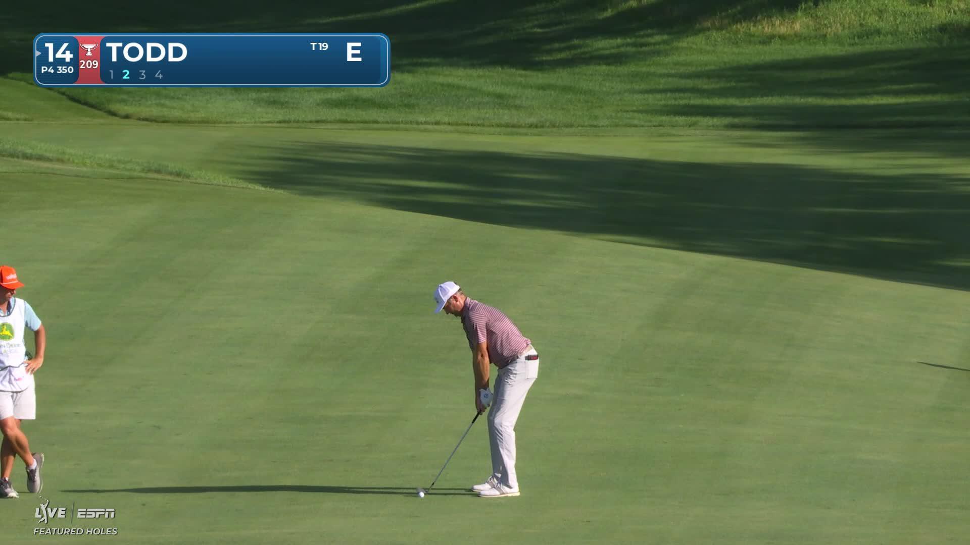Brendon Todd gets up-and-down from 76 yards for birdie on No. 14 at John Deere