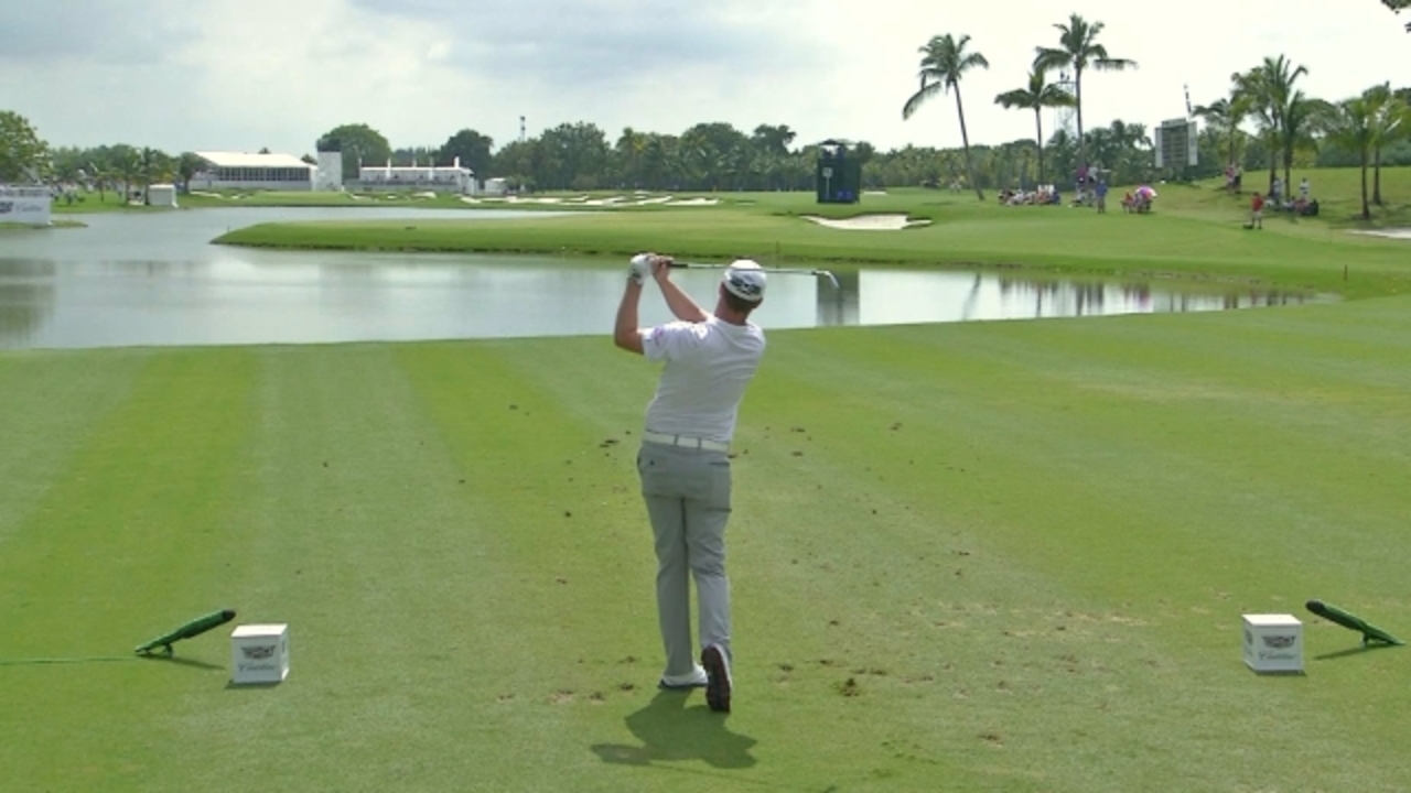 Marc Warren sticks his tee shot in tight at Cadillac Championship