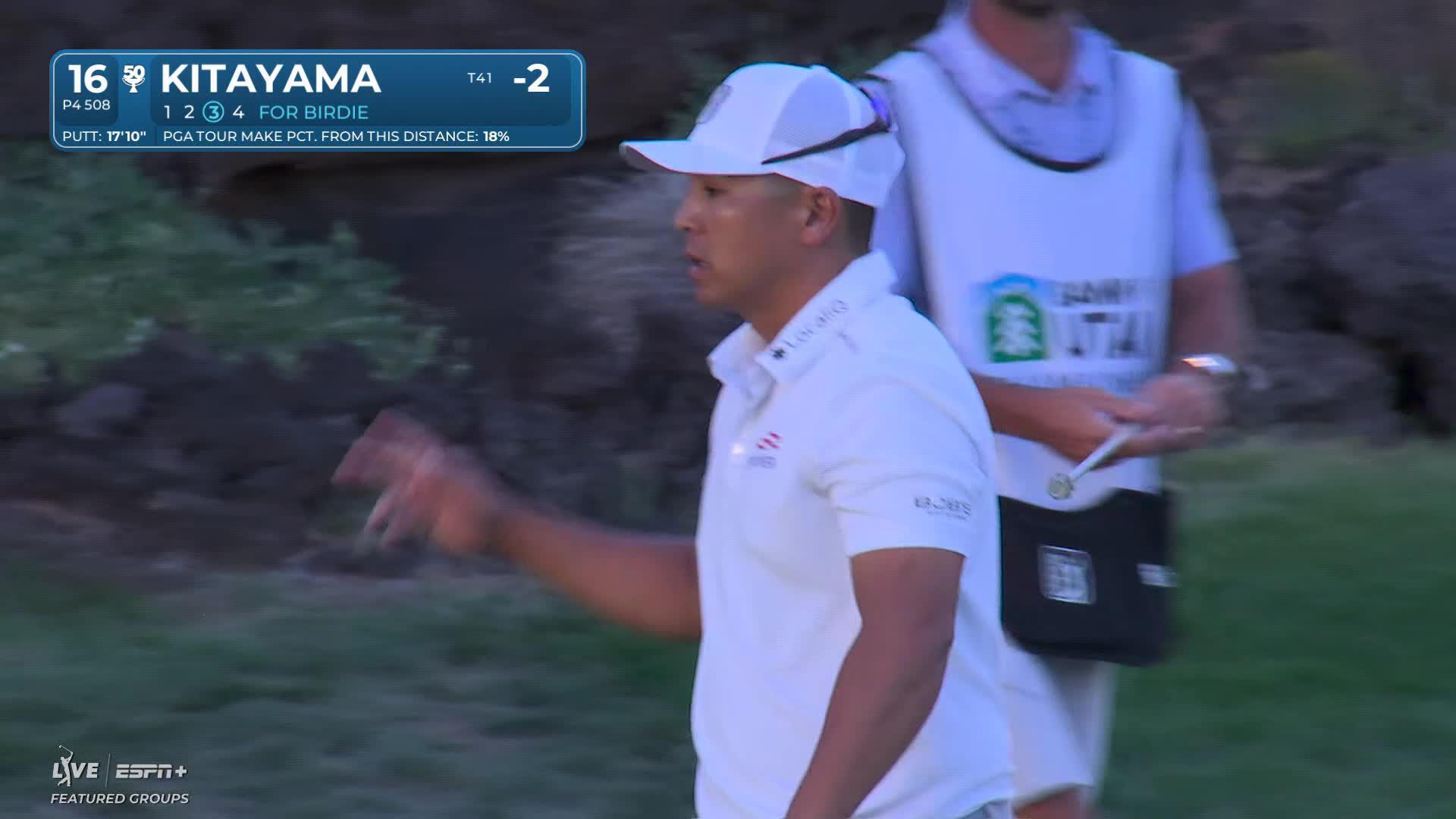 Kurt Kitayama hits 166-yard approach to 17 feet to set up birdie on No. 16 at Bank of Utah