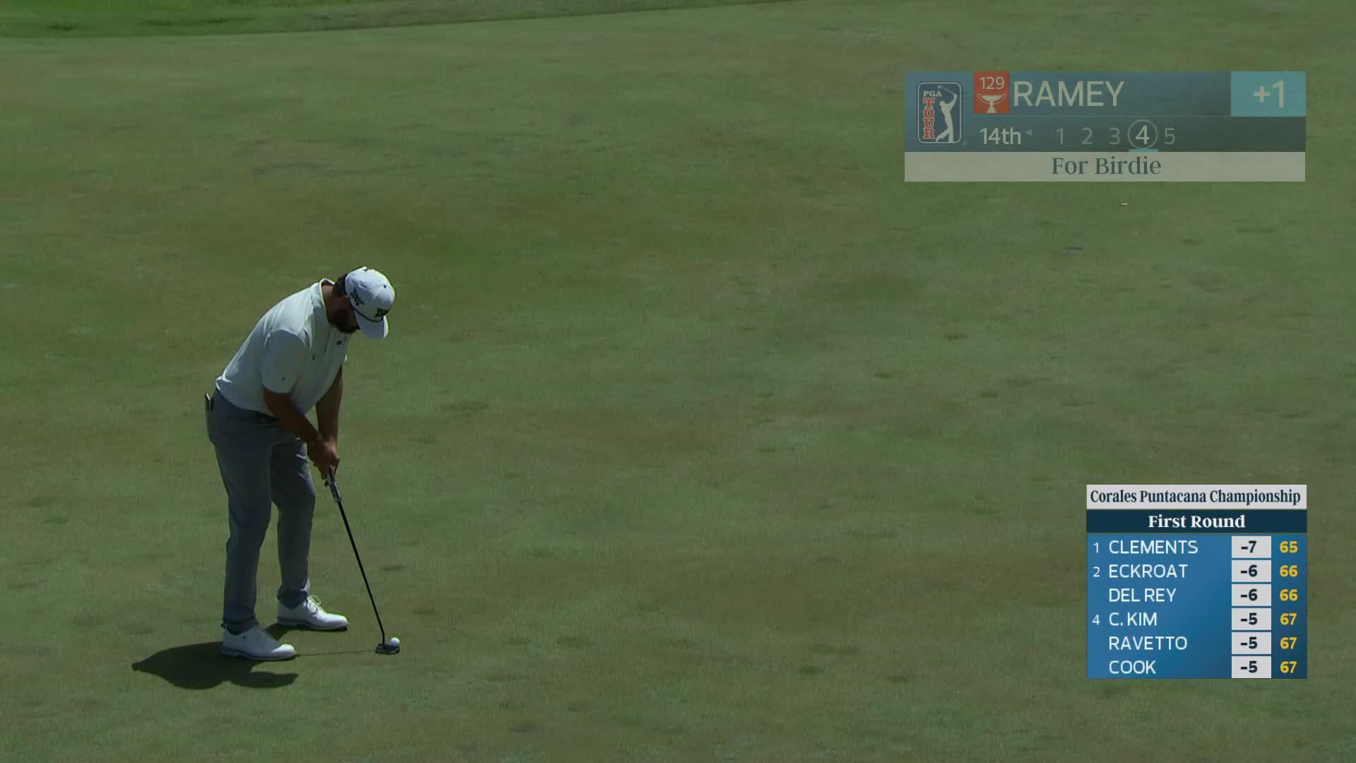 Chad Ramey sinks 17-foot birdie putt on No. 14 at Corales Puntacana