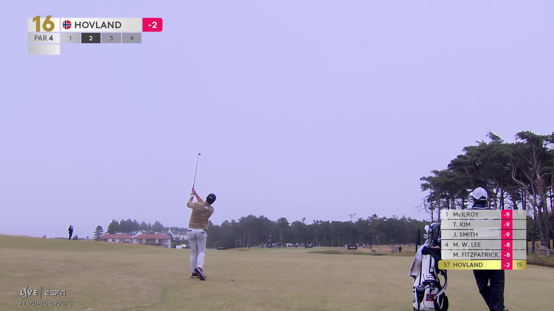 Viktor Hovland gets up-and-down from 162 yards for birdie on No. 16 at Genesis Scottish Open