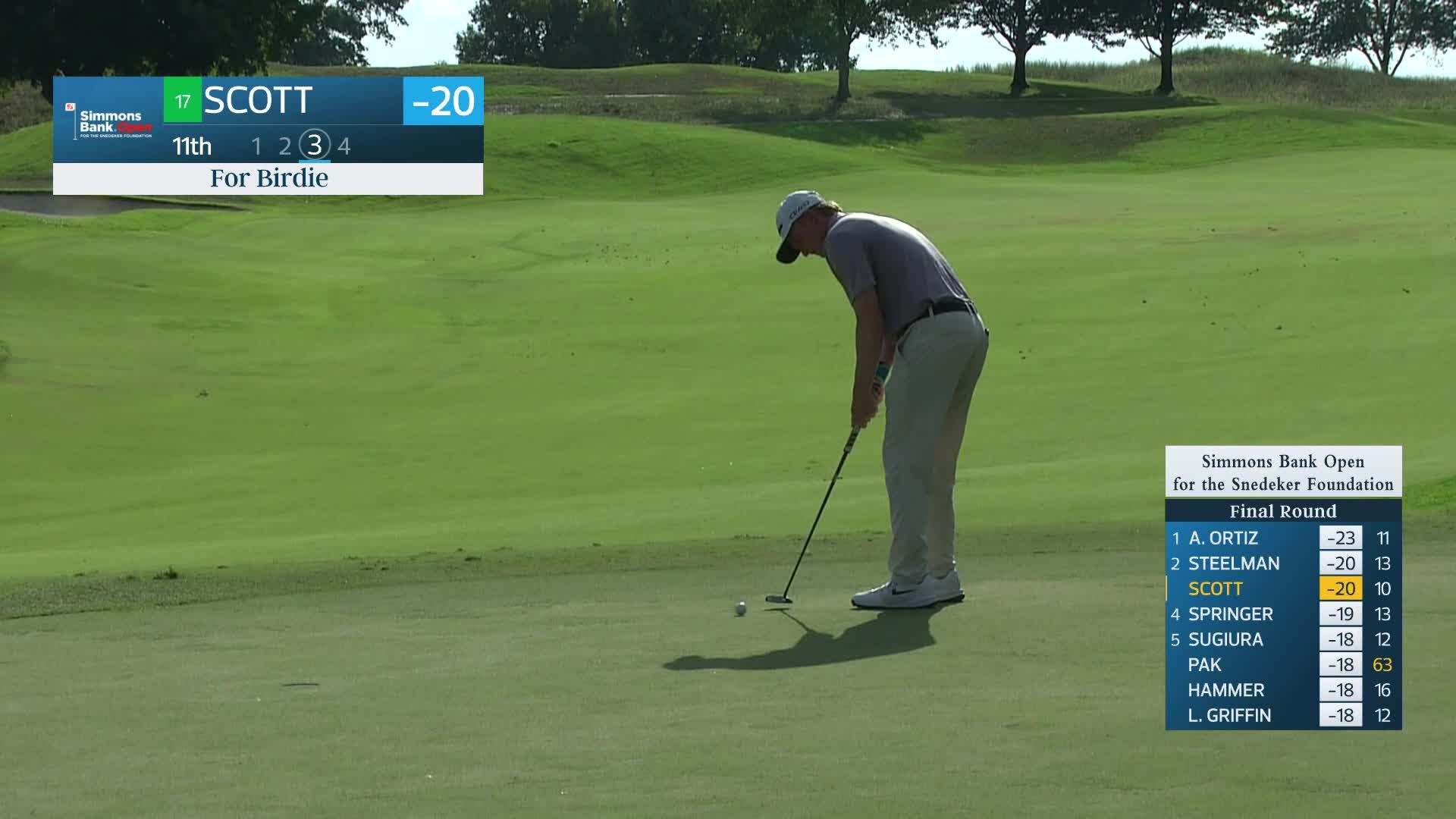 Sandy Scott makes birdie on No. 11 at Simmons Bank Open